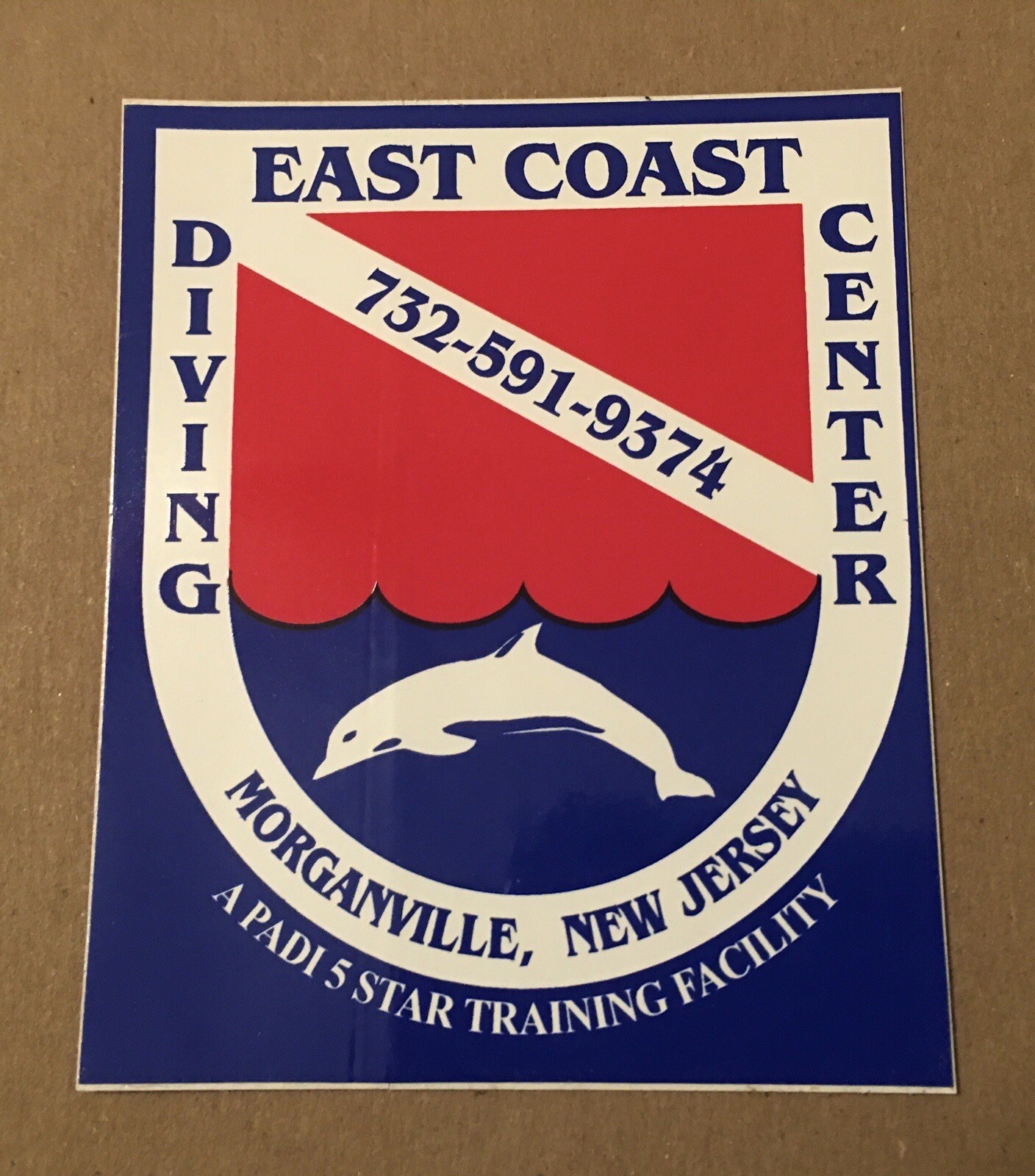East Coast Diving Center Vinyl Glossy Sticker Diver Scuba Morganville New Jersey