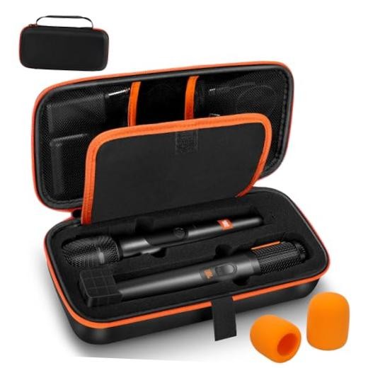 Wireless Microphone Case Compatible with JBL Upgrade-Black Oxford+diy Foam