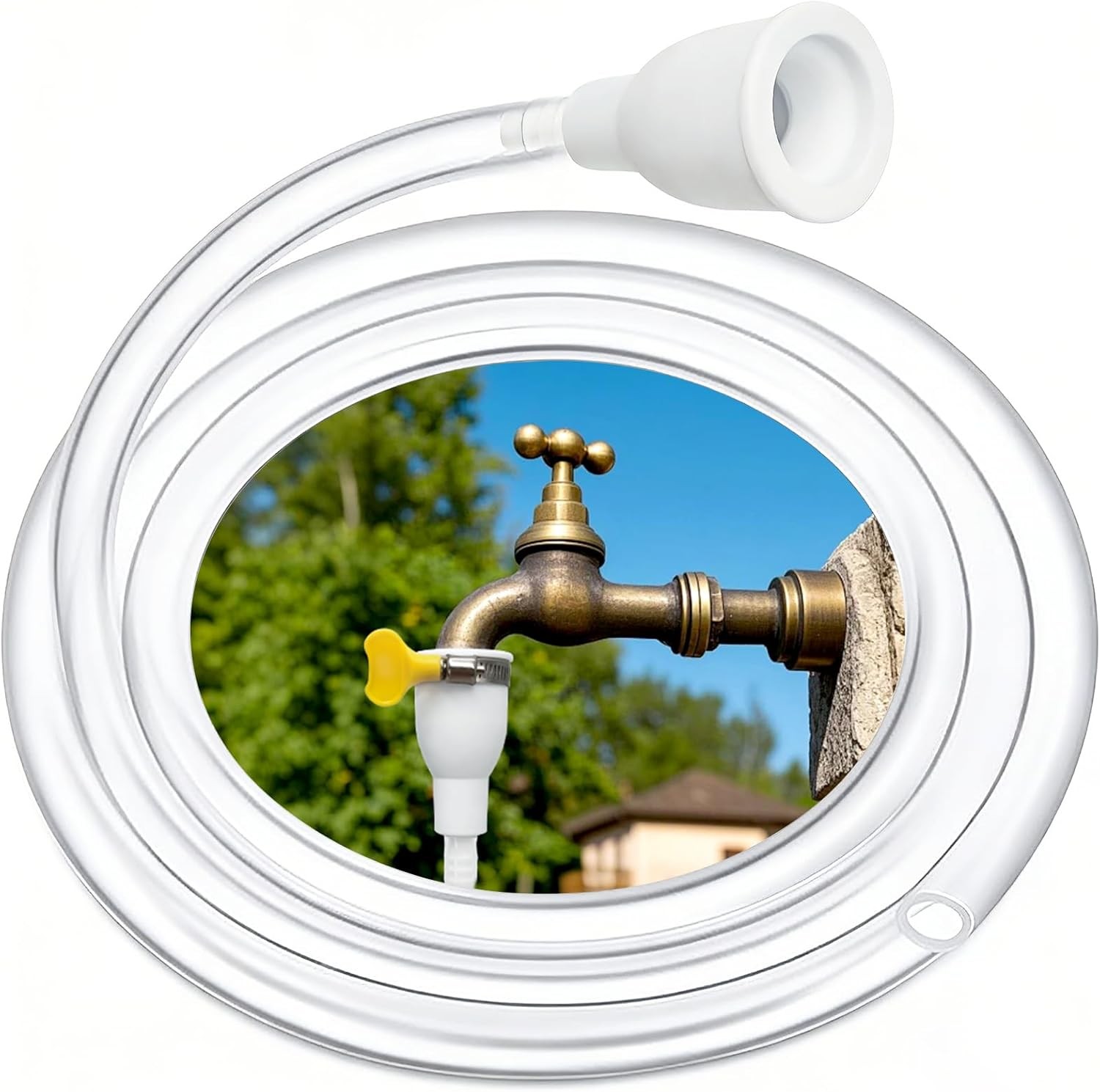 Faucet Hose Adapter for Sink, 10 FT Transparent PVC Extra Long Hose and Faucet C