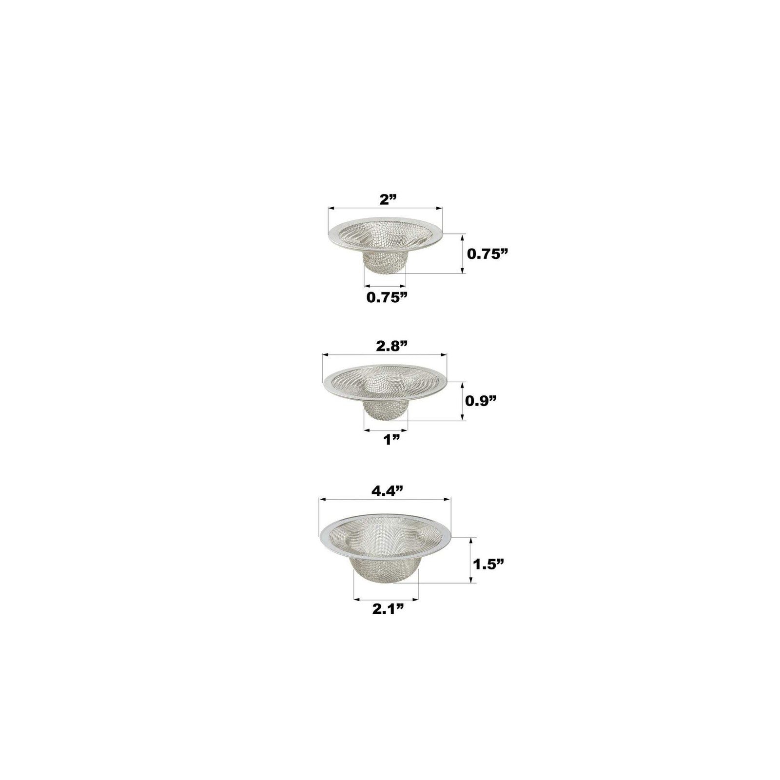 Sink Strainers Stainless Steel Mesh: 3 Pack
