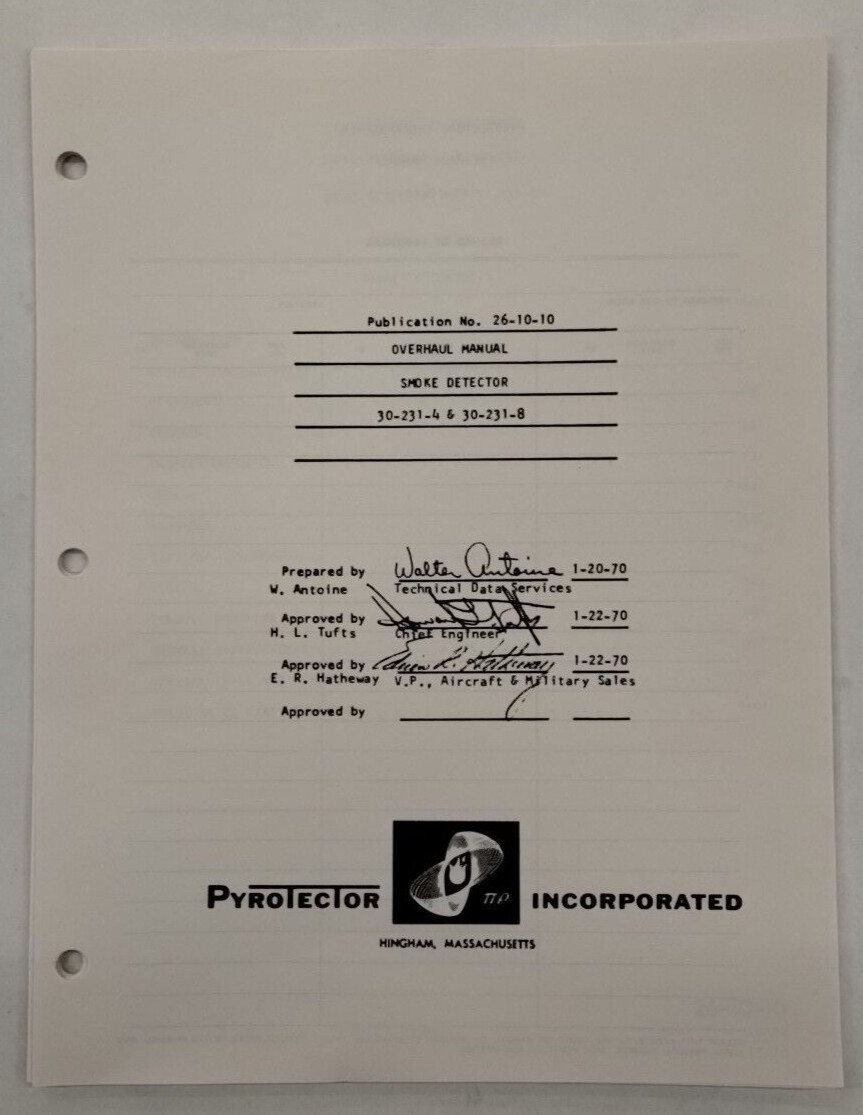 Pyrotector Incorporated Smoke Detector Overhaul Manual-Original
