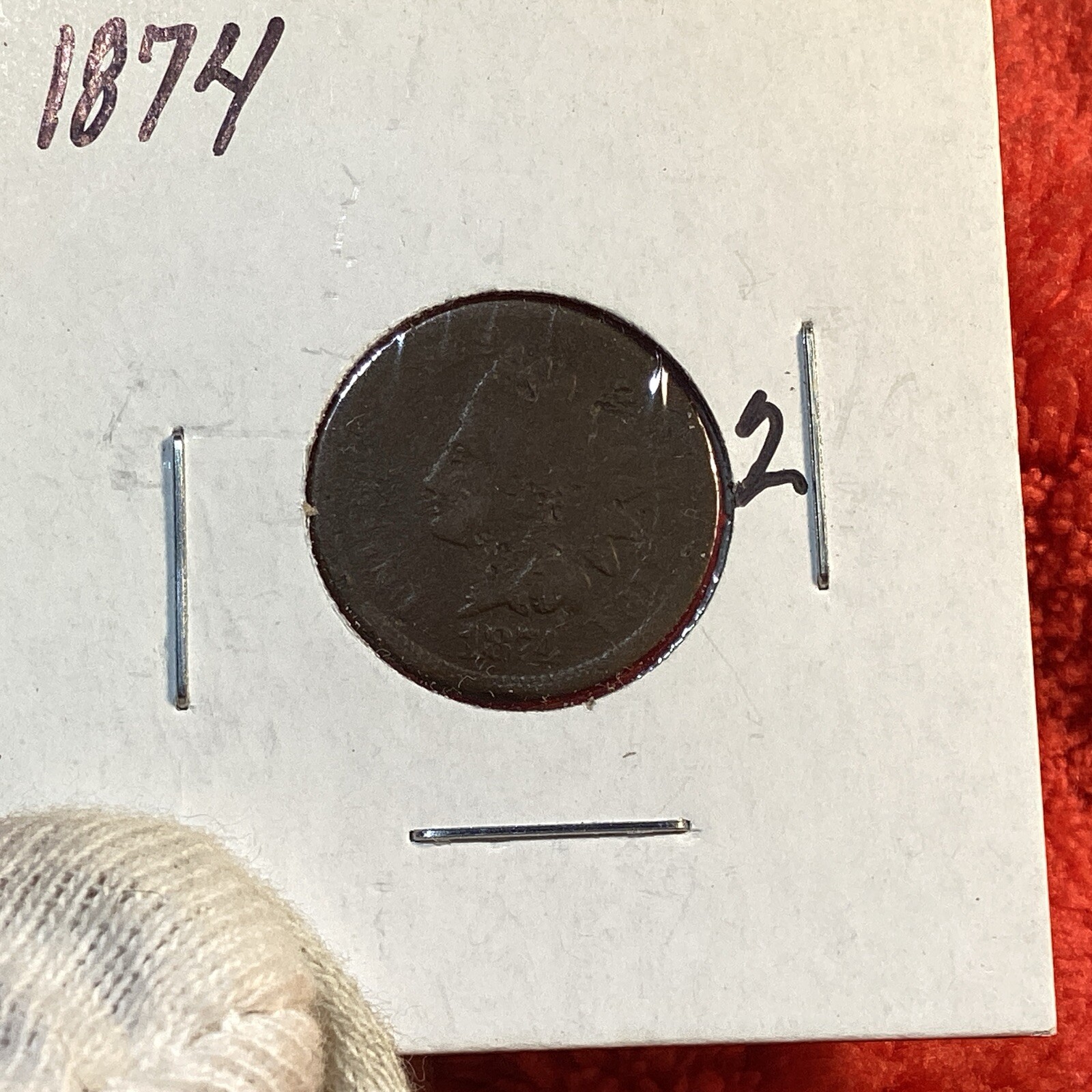 1874 INDIAN HEAD PENNY REVERSE SCRATCHES FREE SHIPPING #2