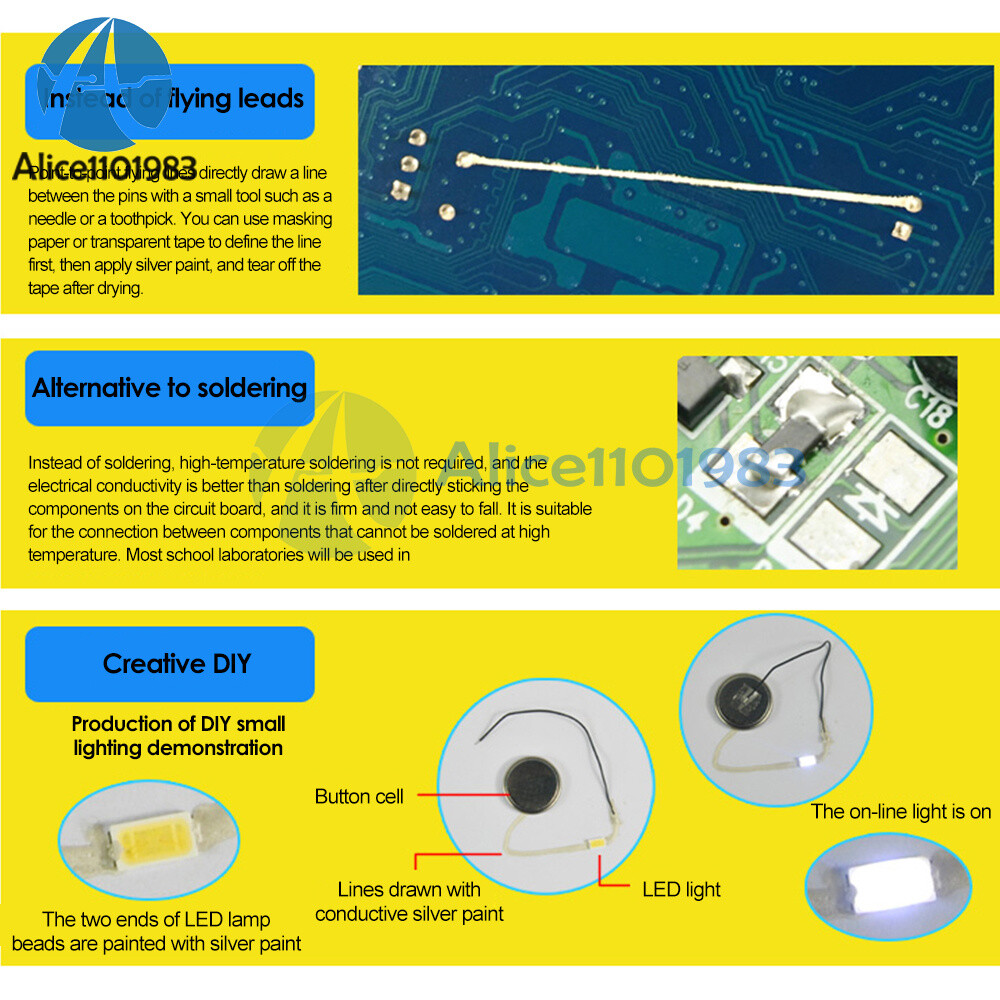 0.4/0.7/1ML Solderless Silver Conductive Wire Paste Glue PCB Electronics Repair