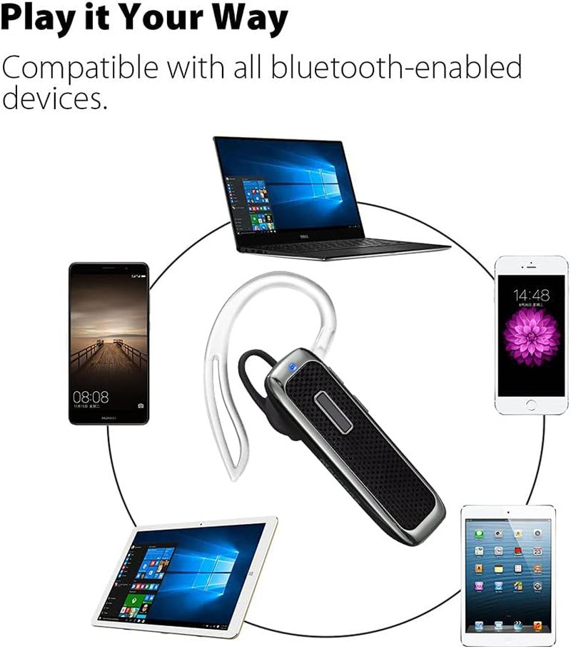 Bluetooth Headset, Hands-Free Wreless Bluetooth Earpiece with 18 Hours Playtime