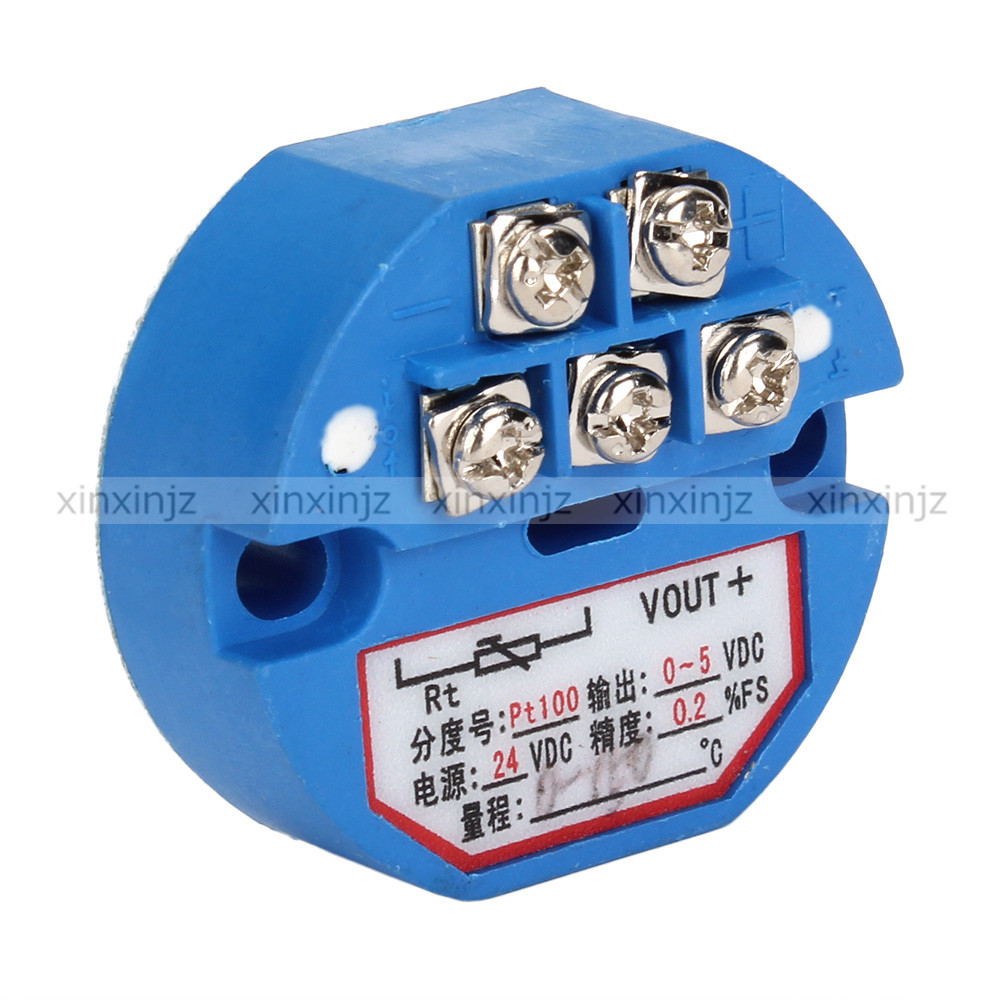 Blue PT100 Thermocouple Temperature Sensor Transmitter 0-5V Output 0 to 150C