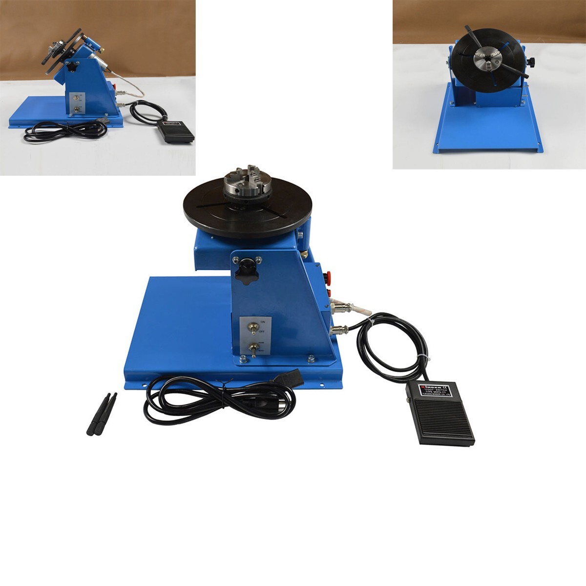 10KG Welding Positioner Turntable W/ 65mm Chuck Universal Angle Stepless Speed