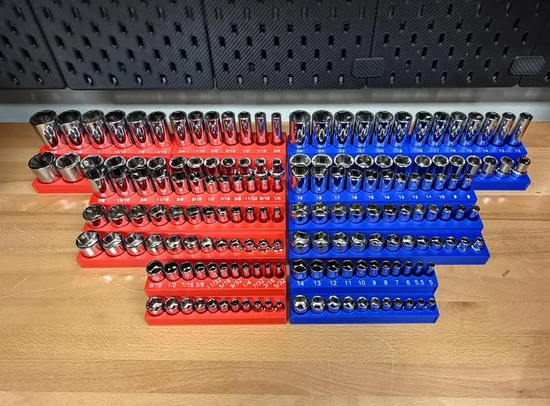 Icon 1/2, 3/8 & 1/4 Compatible Chrome Socket Organizers | SAE + Metric