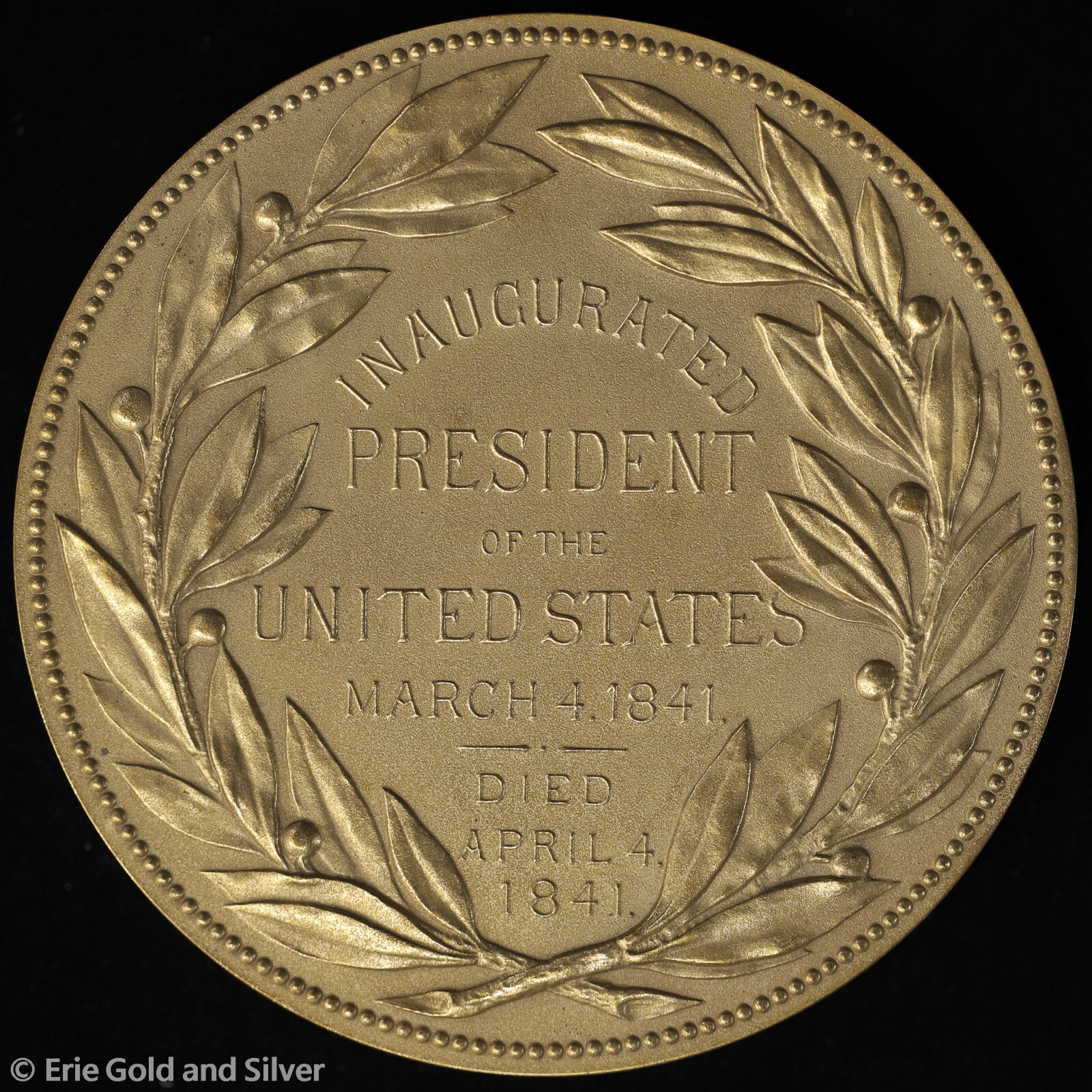 US Mint William H. Harrison President Inauguration Large 3 Inch Medallion