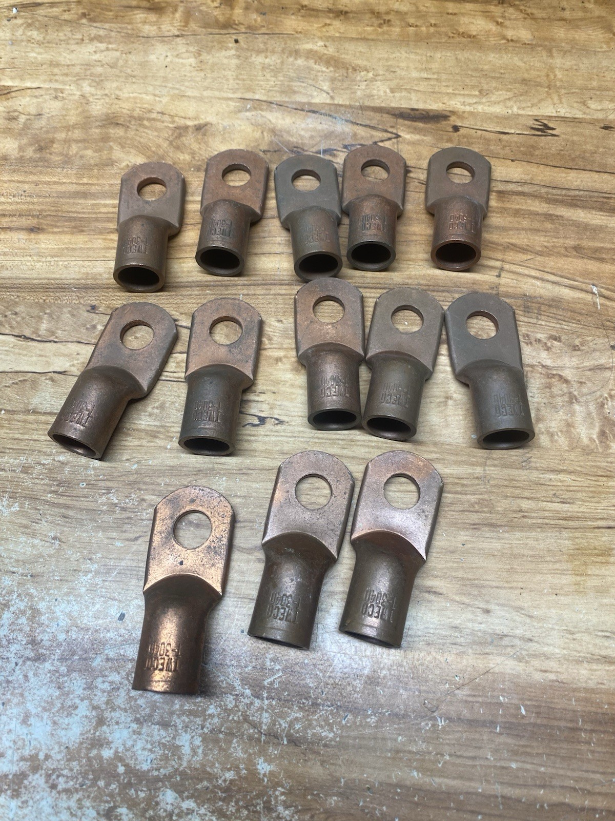 Lot of 13 New Tweco T-3040 Crimp or Solder electrical Cable Lugs
