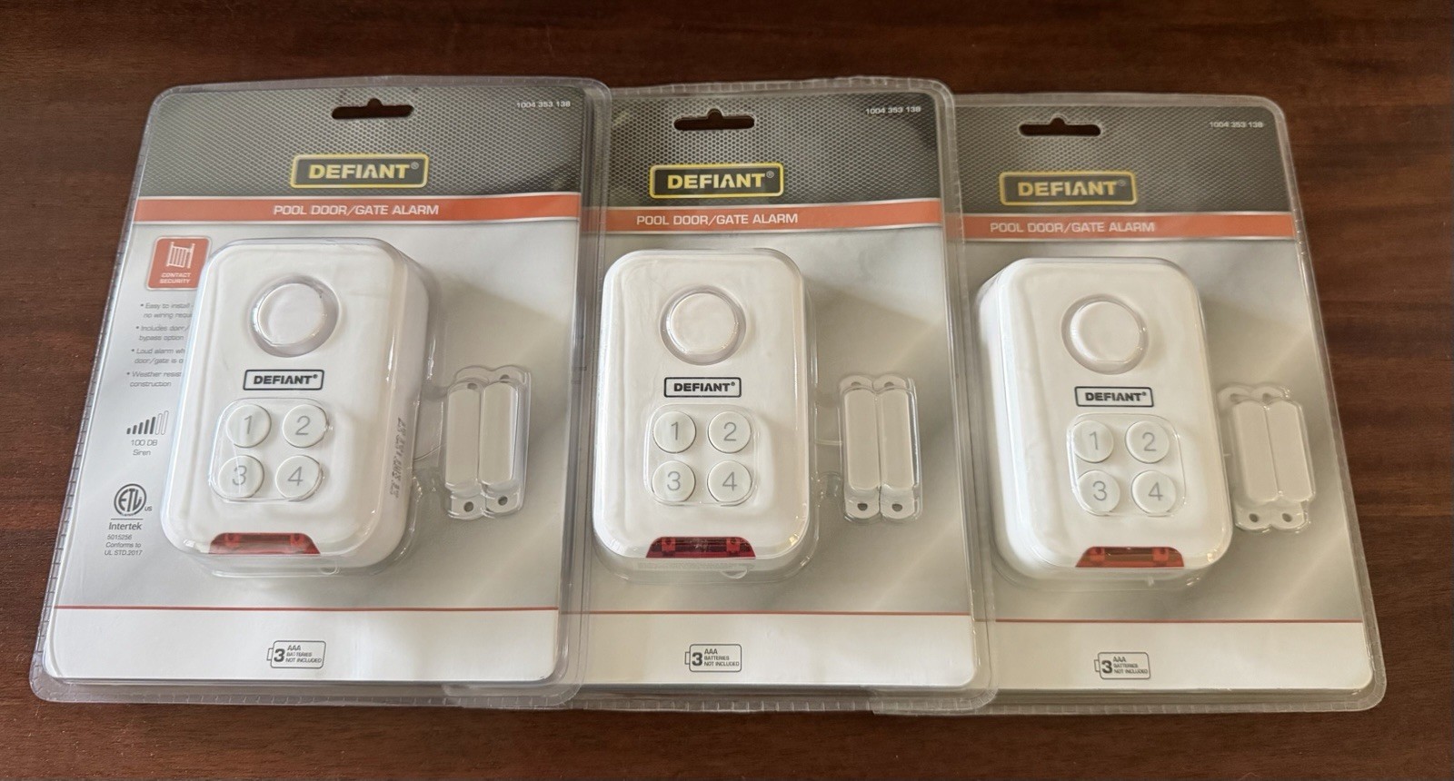 Defiant Pool Door Gate Alarm Easy Install Bypass Option Water Safety Pack Of 3