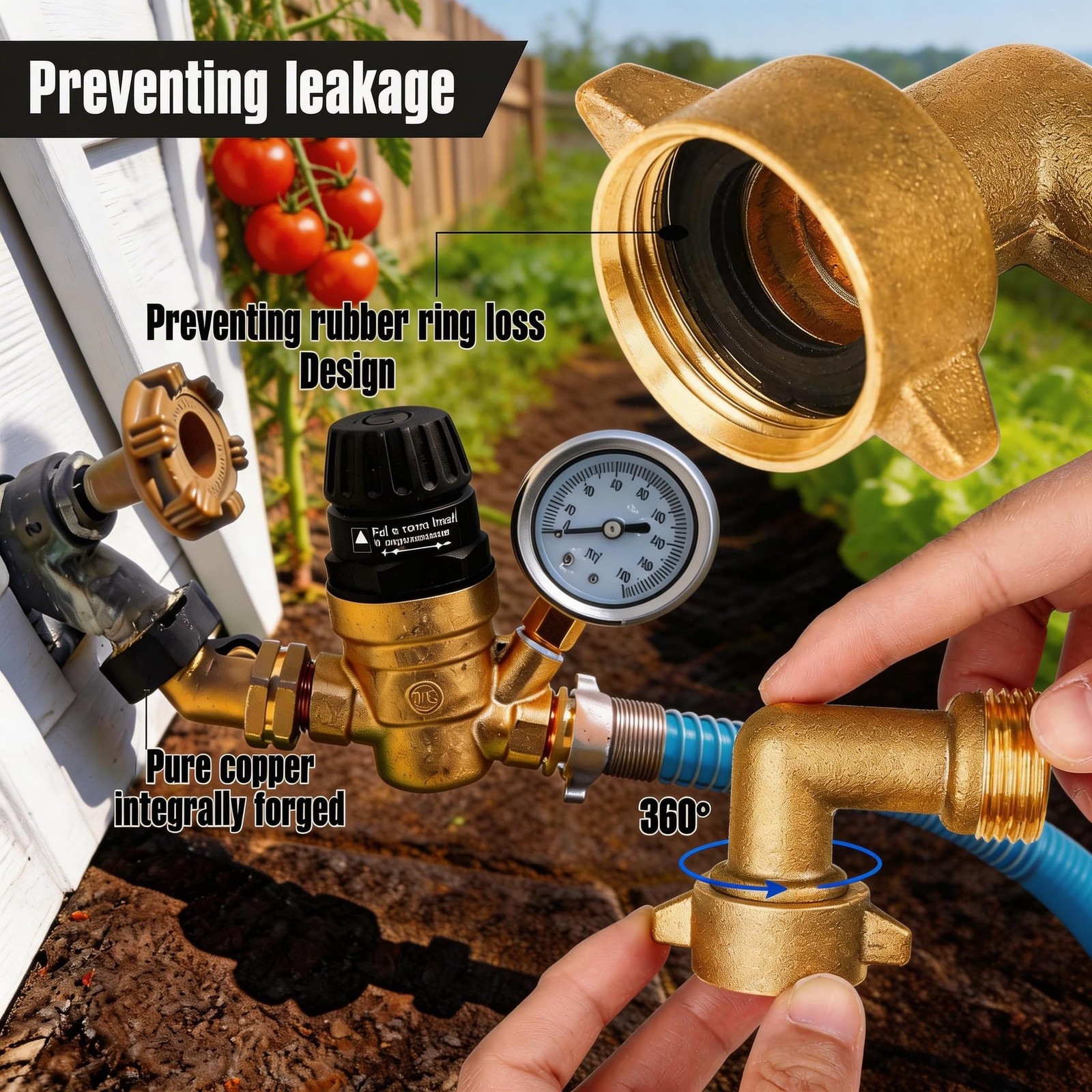 VANCOCO 90 Degree Garden Hose Elbow 2-Pack - 3/4" Heavy Duty Hose Bib Extende...