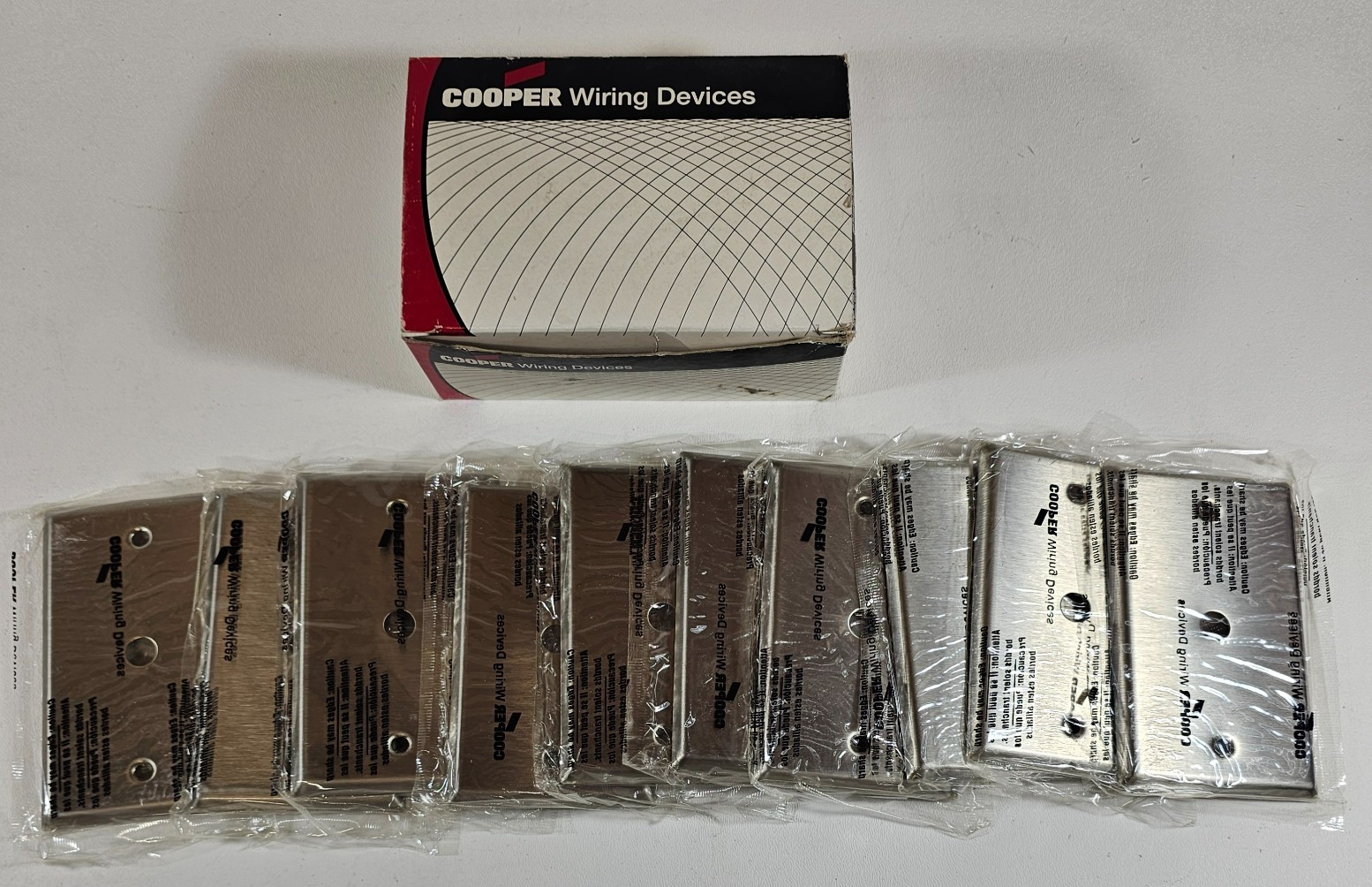 Lot of 10 Cooper 93696 1-Gang Stainless Steel Telephone Wall Plates 3/8"