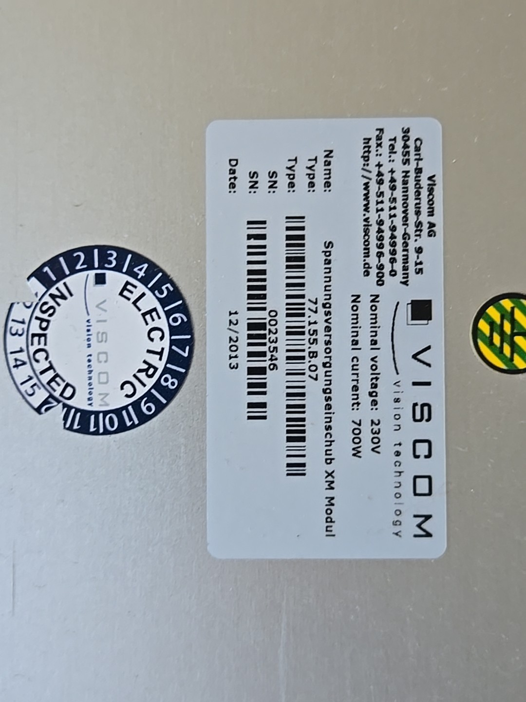 Viscom XM Module Controller 77.155.B.07 - Free Shipping