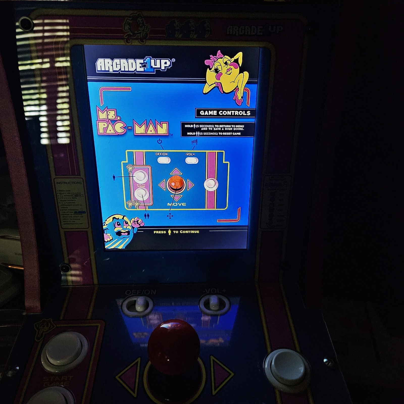 Arcade 1up 8296 Ms Pac-Man Tabletop Arcade GameSystem 16" Tested - works