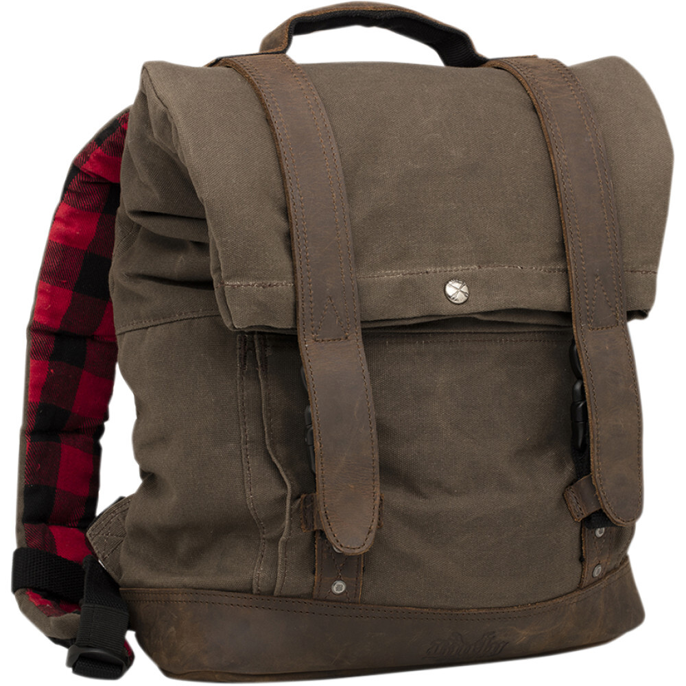 Burly Brand Roll Top Waxed Cotton Backpack (Brown)