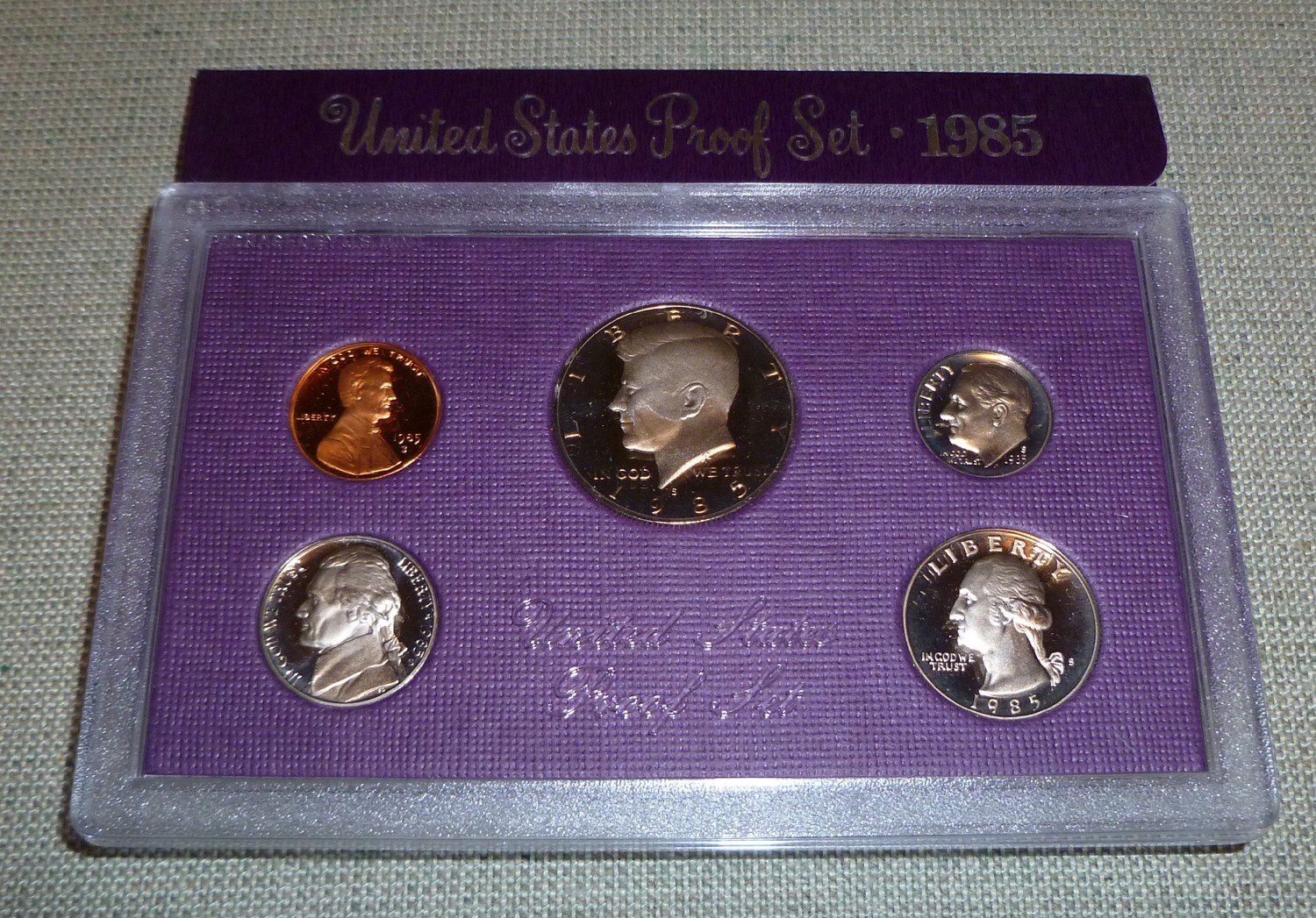 1985 S US Mint Proof Set Original Box 5 Coins