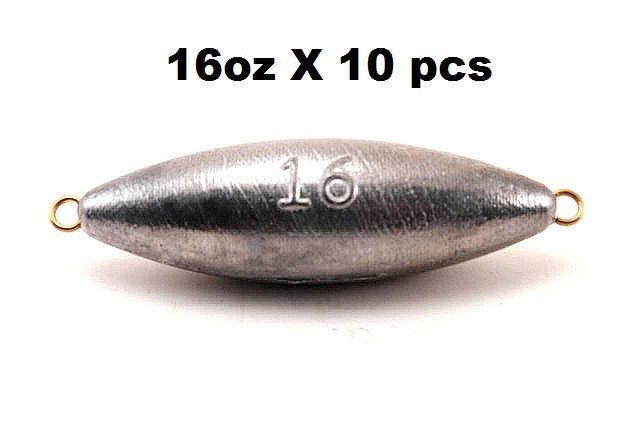 16oz Inline Trolling Torpedo Fishing Sinker - 10 Pieces