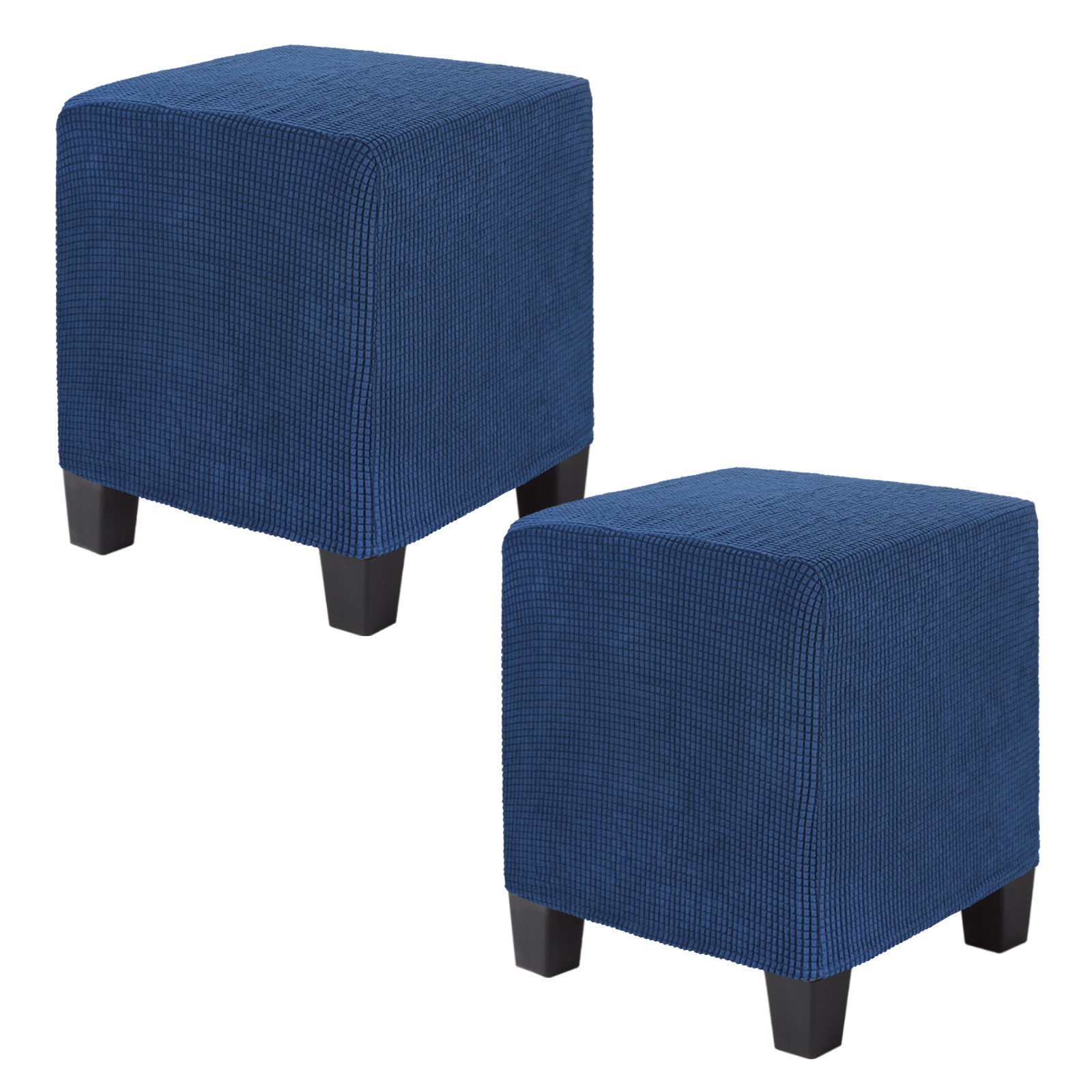 2-Pack 13"x13"x15" Square Ottoman Slipcovers Footstool Protector Light Blue