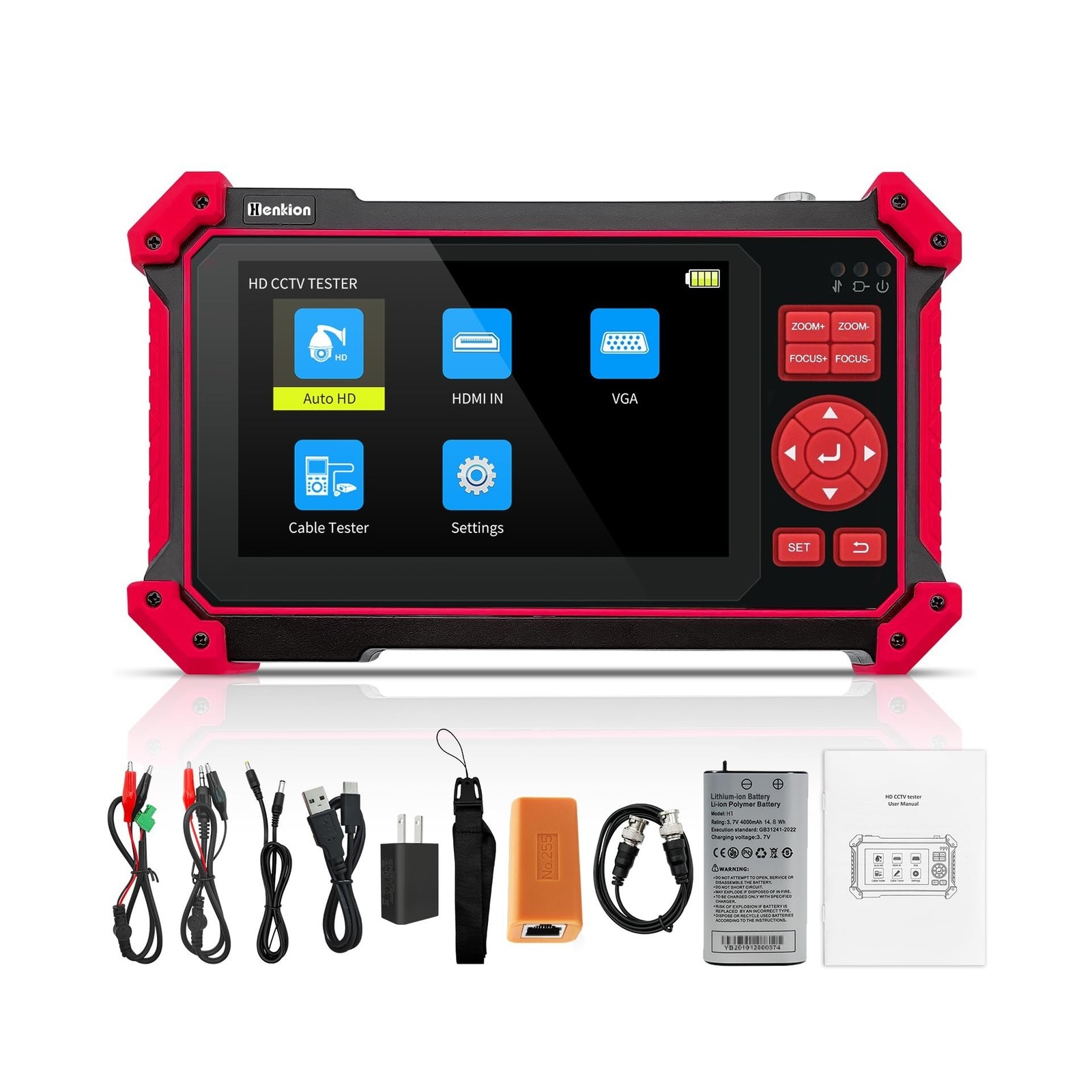 Henkion Auto HD Coaxial Camera Tester CCTV Tester Monitor 4K 8MP TVI/CVI/AHD/...