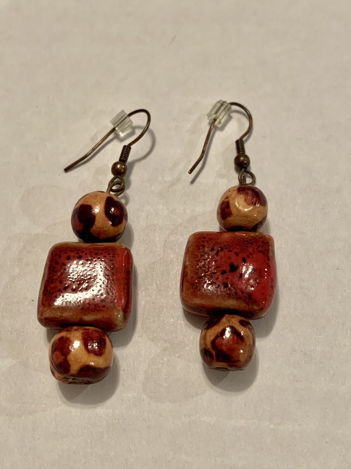 Rust Colored Dangle Beaded Earrings