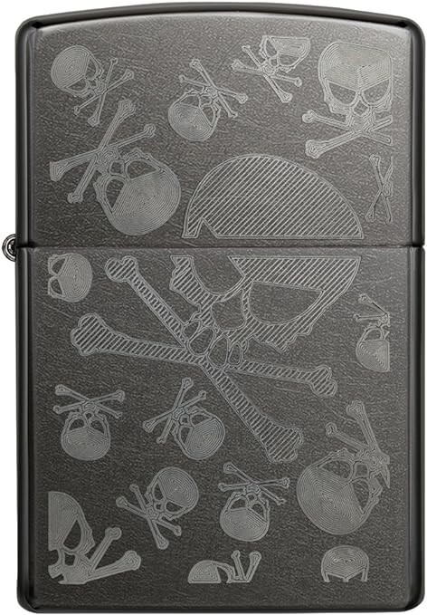 Zippo 28685 Skulls and Crossbones Gray Dusk
