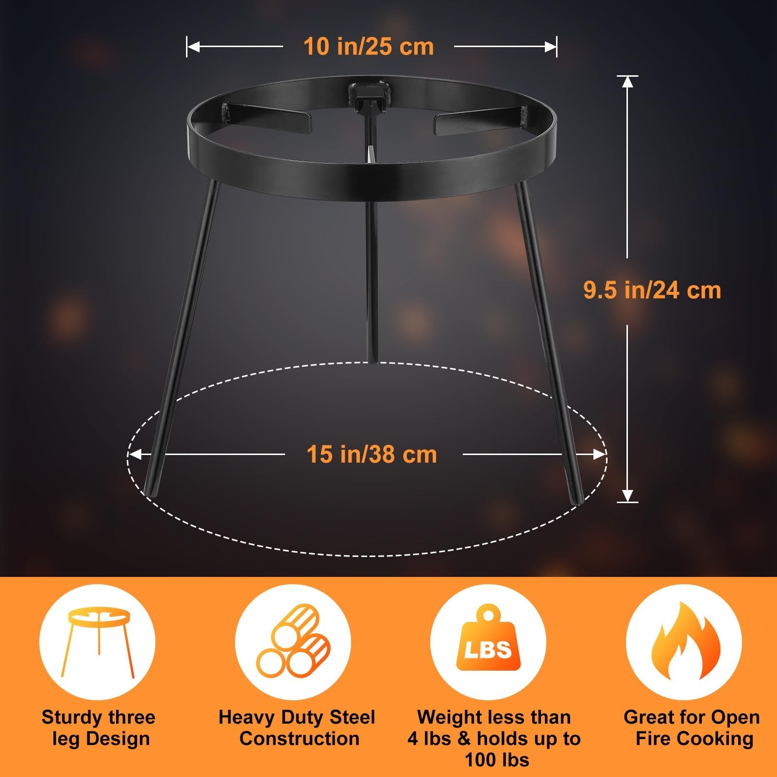 Campfire Tripod for Dutch Oven, Portable Camping Tripod for Open Fire Cooking...