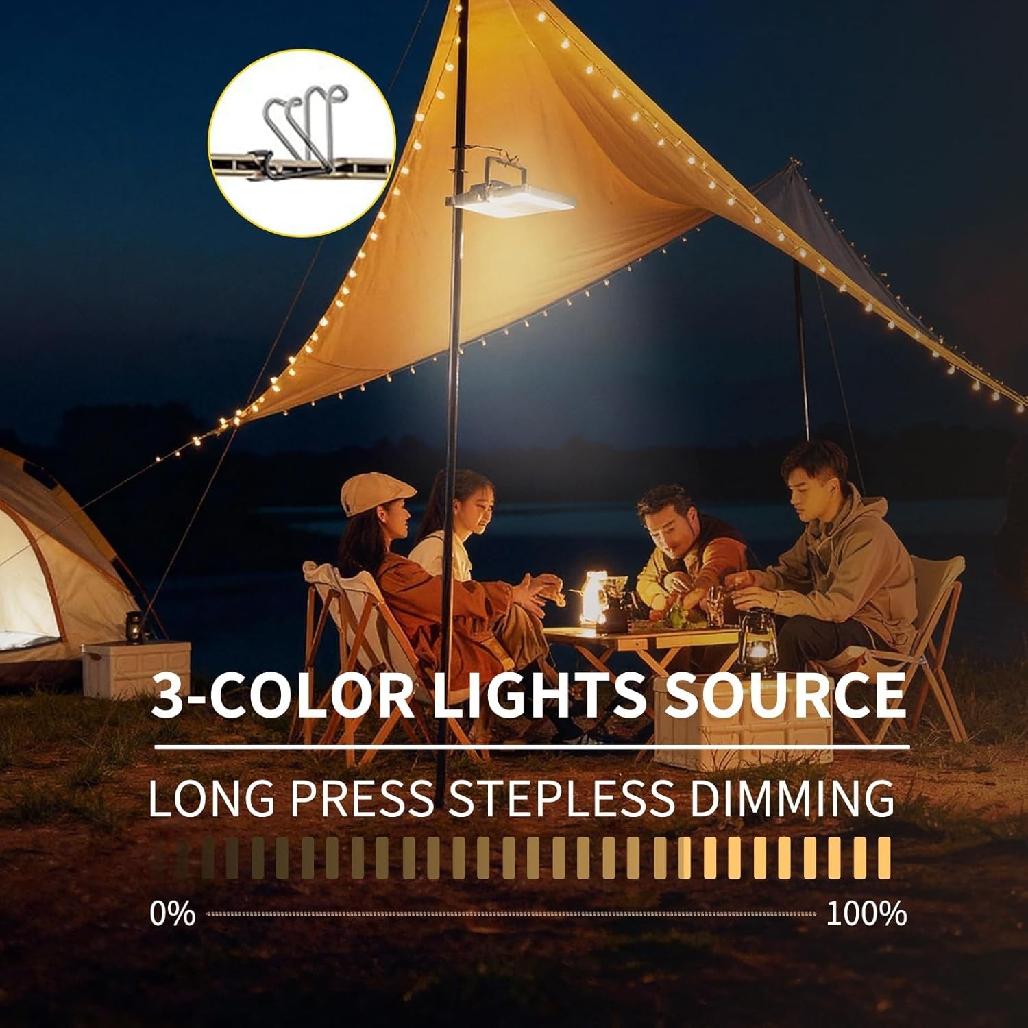 Camping Lantern Flashlight Solar USB Rechargeable LED Light Emergency Lamp