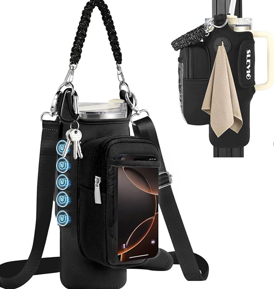 MagneticWaterBottleHolderBagwithStrap,GymBottleCarrierPouch,CrossbodyFitnessBag