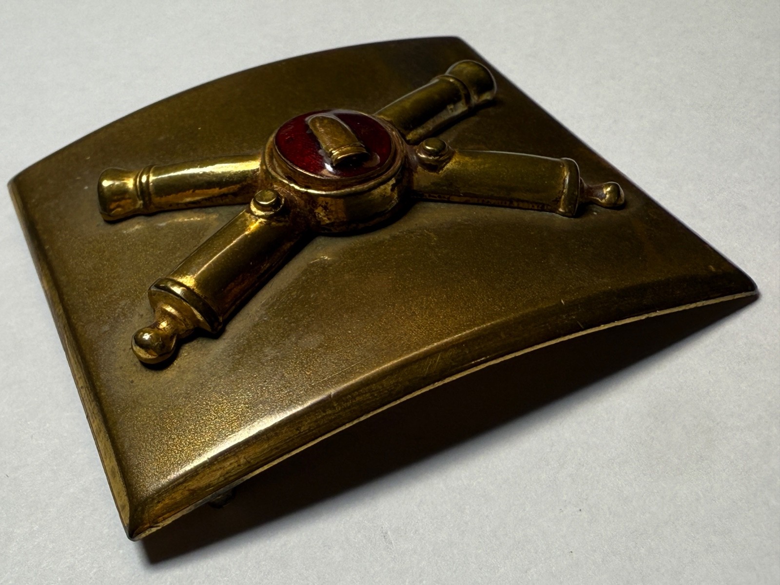 WWII, COAST ARTILLERY, BRASS, OFFICERS, WAIST BELT PLATE, HALLMARKED "SULLIVAN"