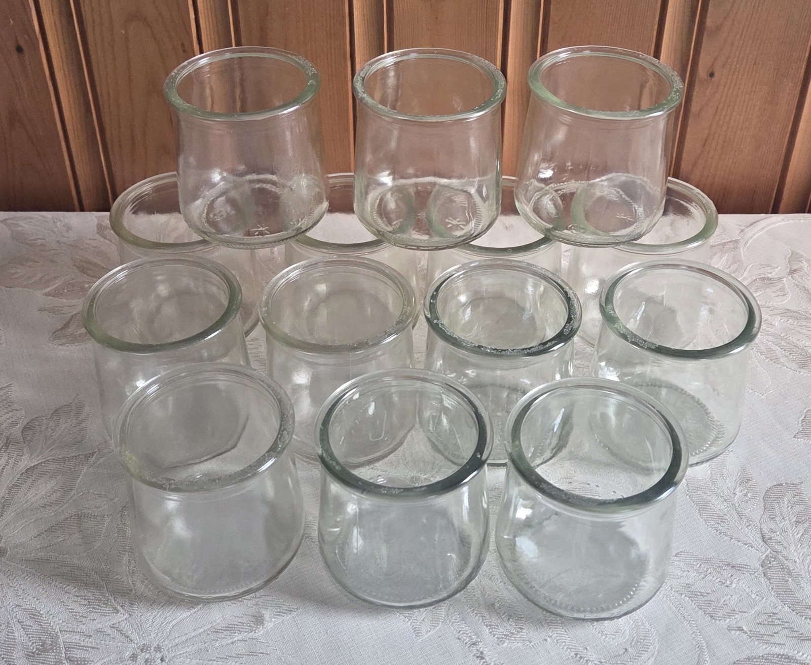 LOT 16 Oui Yogurt Glass Jars Craft Candle Clean Empty DIY Repurpose Storage 5 Oz