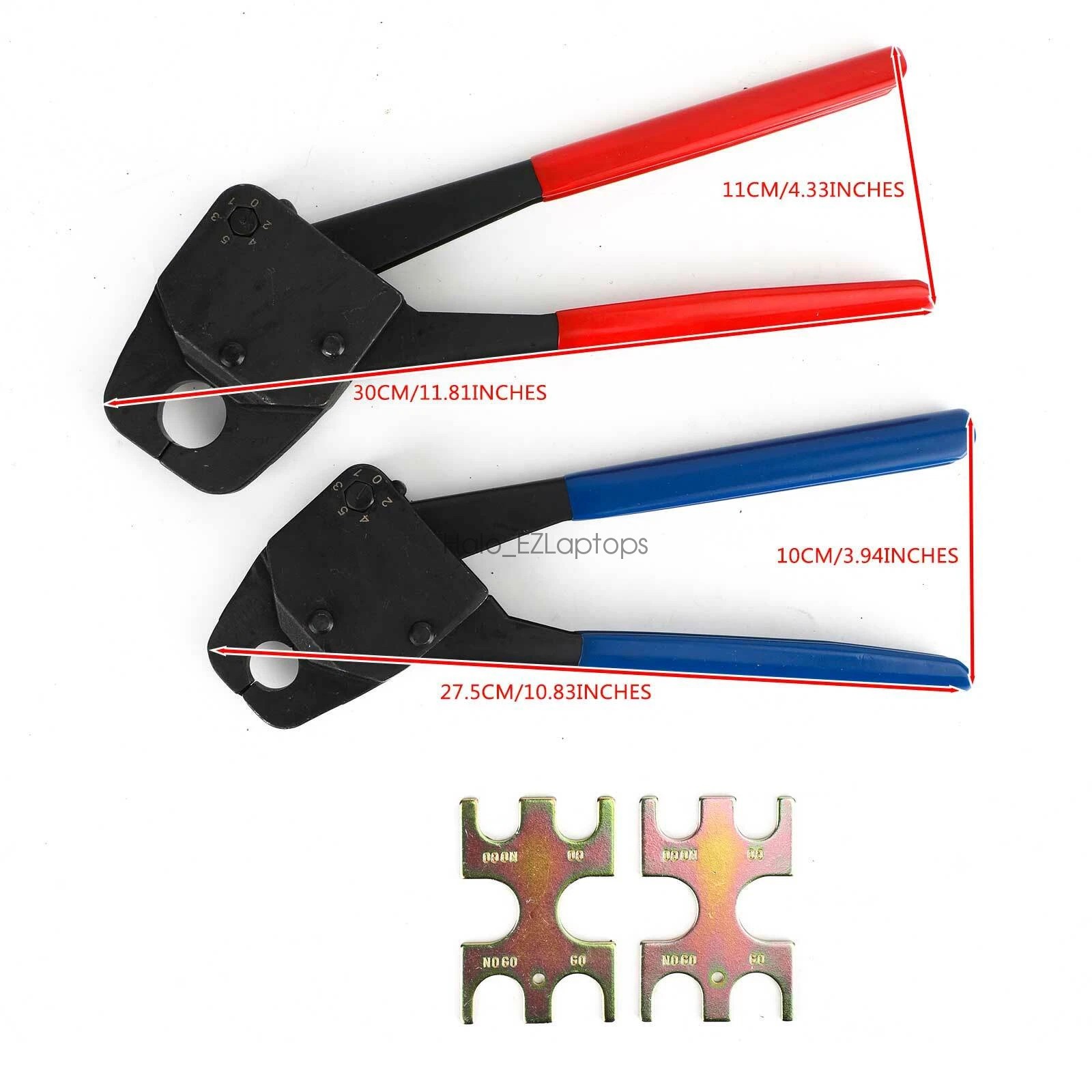 Plumbing PEX Crimping Tool Set 1/2" 3/4" Crimper With Angle Gauge Combo
