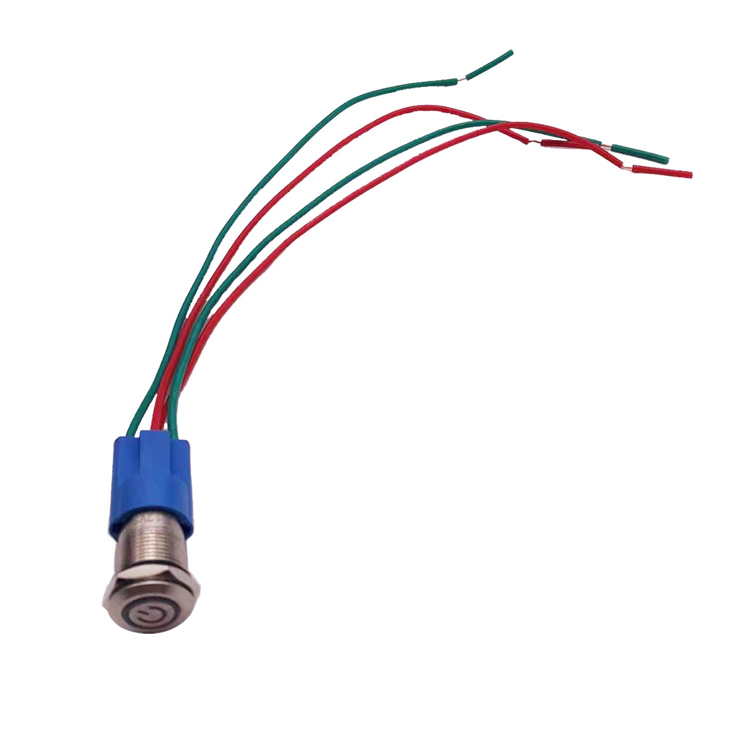 Blue Power Push Button Switch Latching 12mm 12V LED with Wire Socket Harness