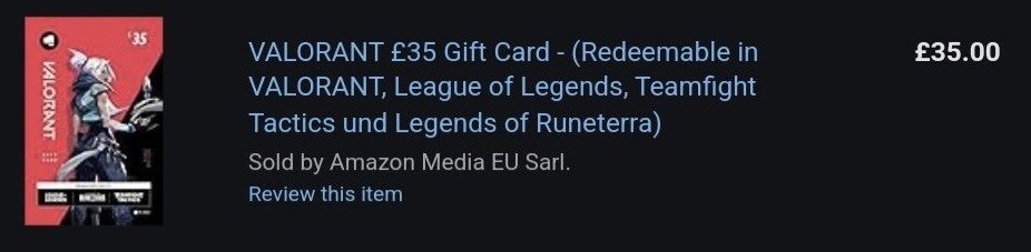 valorant gift card £35