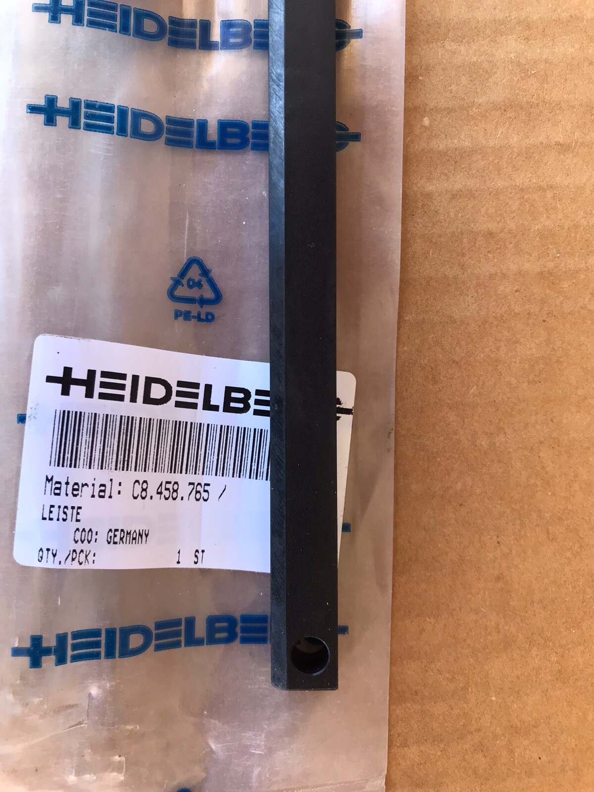 Original Heidelberg Plate Tail Clamp Bar C8.458.765/ From Germany