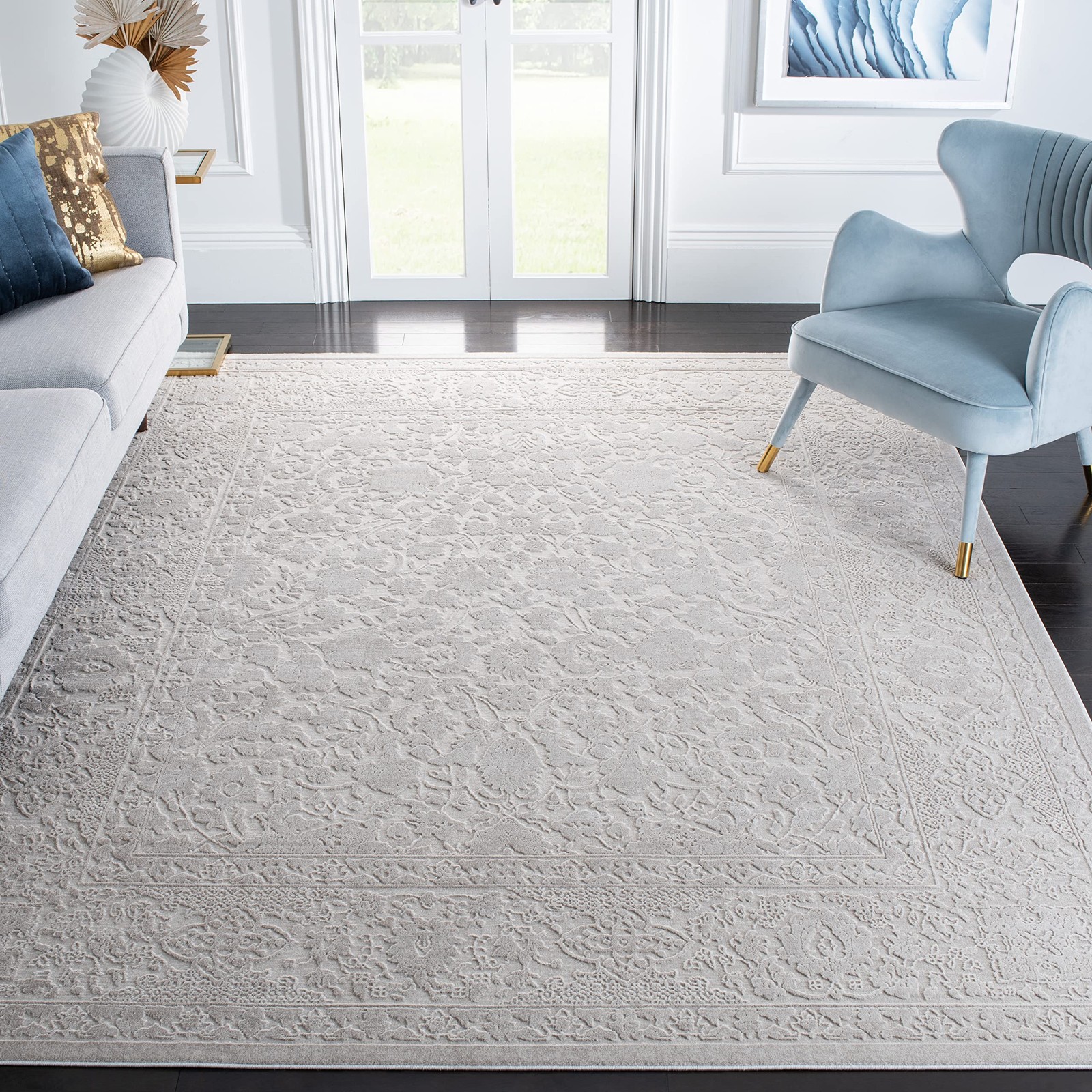 Area Rug 6x9 - Reflection Collection - Cream & Ivory, Non-Shedding & Easy Cle...