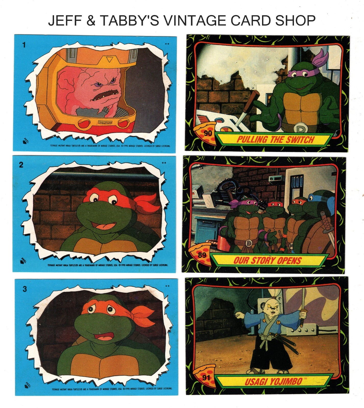 1989 TOPPS TEENAGE MUTANT NINJA TURTLES SERIES 2 / C DROP DOWN MENU 4 CARD U GET