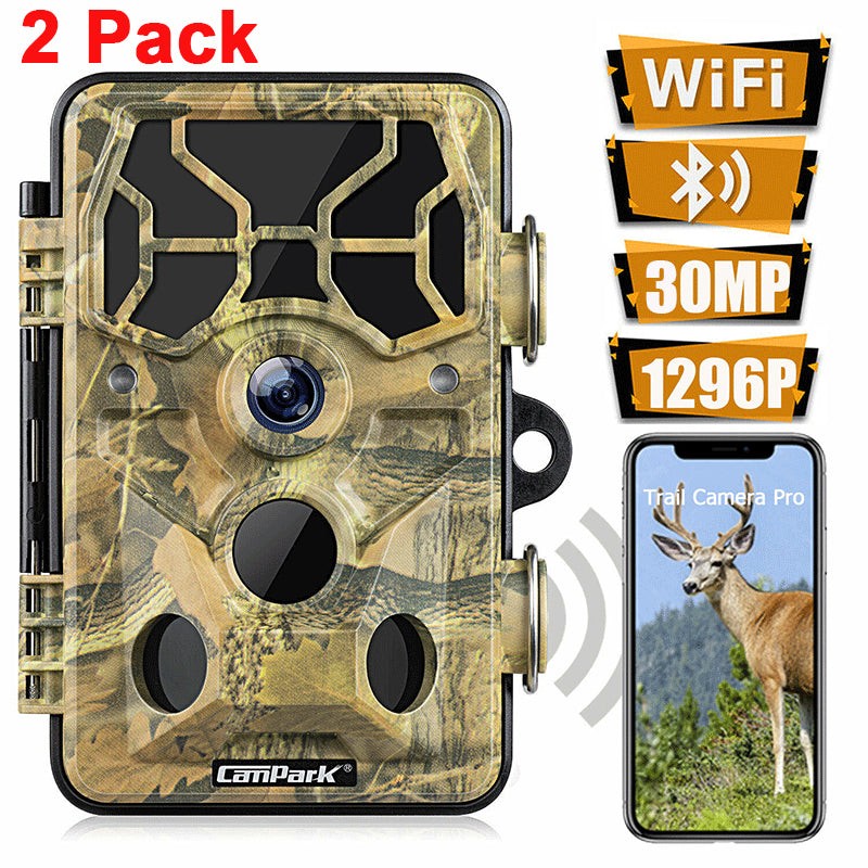 2* 30MP Trail Hunting Camera 1296P Wildlife WIFI NightVision Outdoor Security