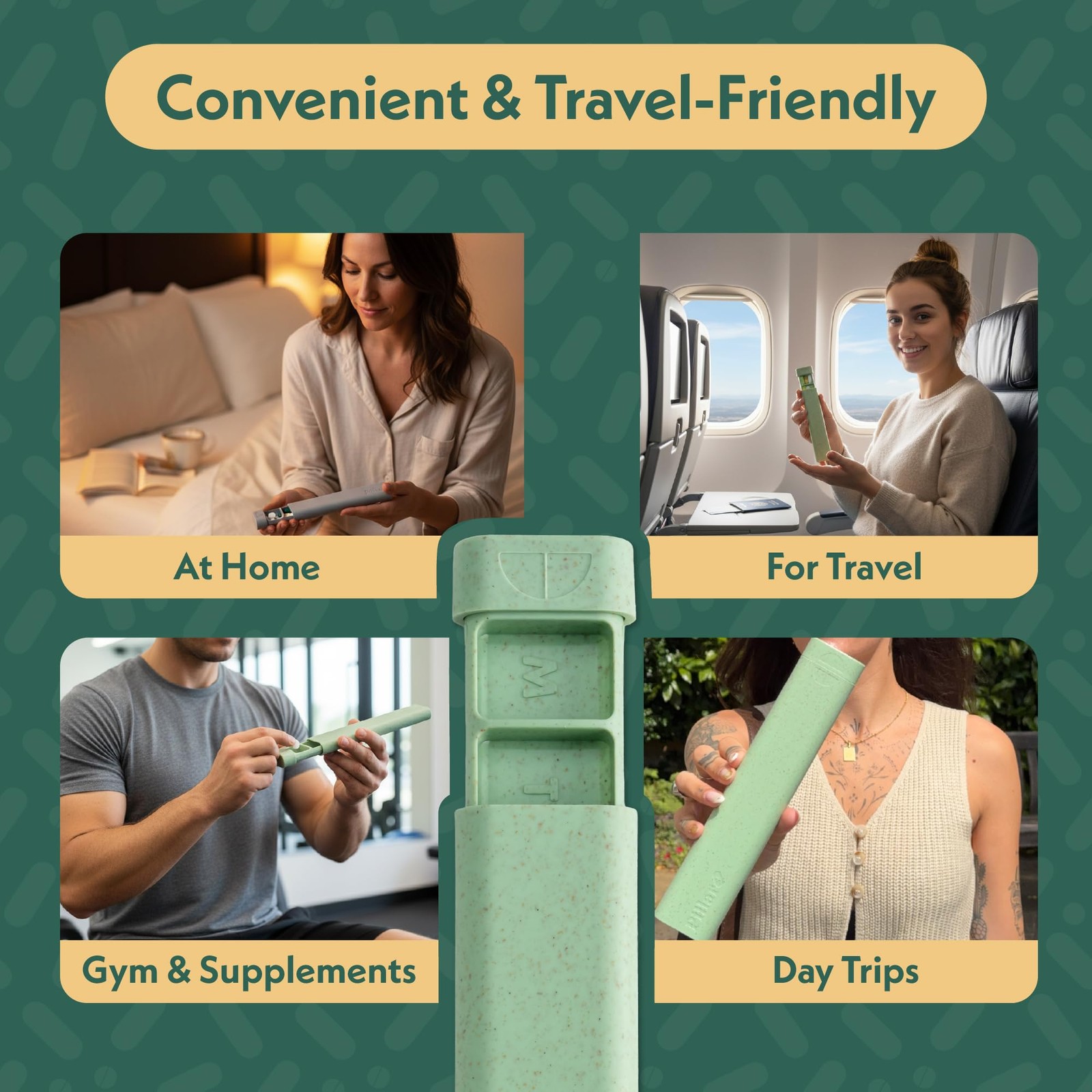 Compact 7-Day Pill Organizer with Mirror - Travel Case for Medication Storage