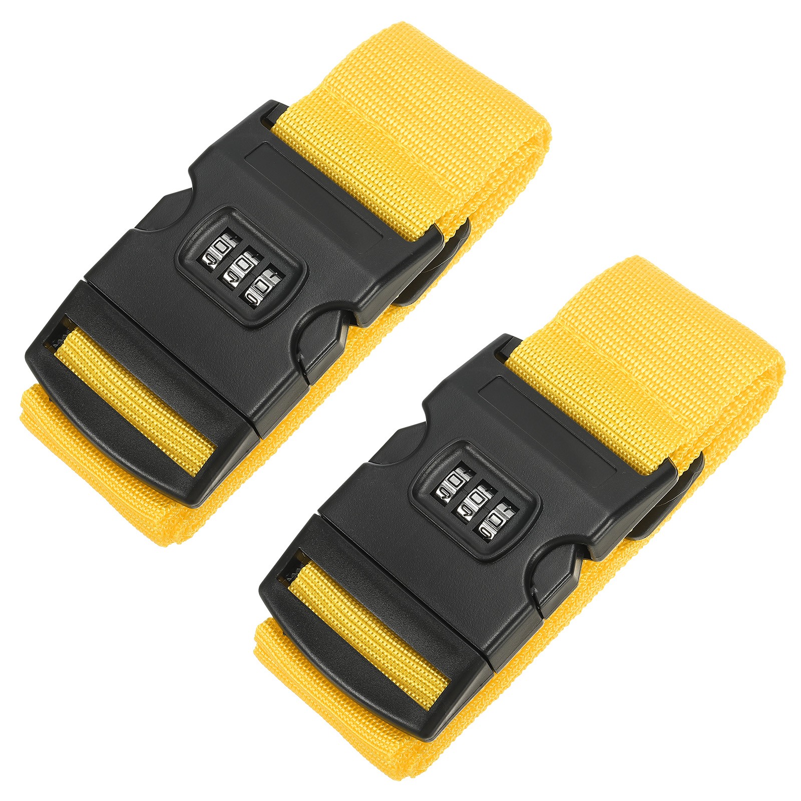 2Set Luggage Straps with Combination Lock TSA Approved Yellow