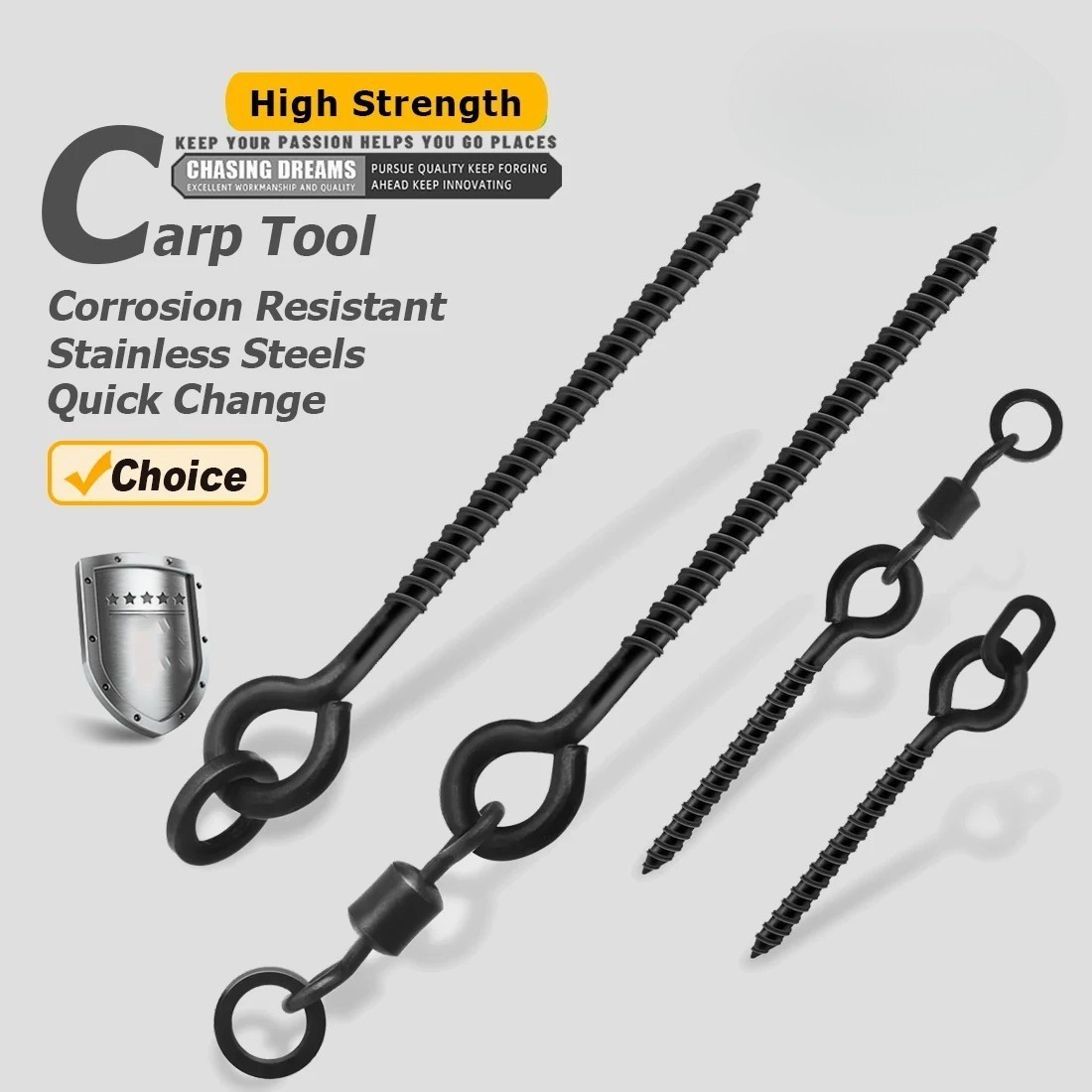 30~60Pcs Carp Fishing Boilie Screw with Swivel Carp Rig Fishing Terminal Tackle