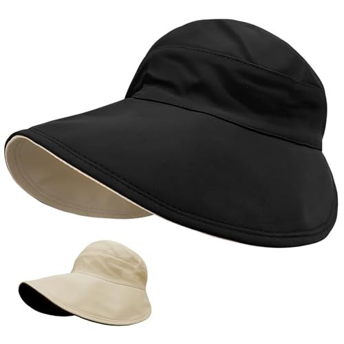 Sun Hats for Womens Wide Brim UV Protection Fishing Hats One Size Black