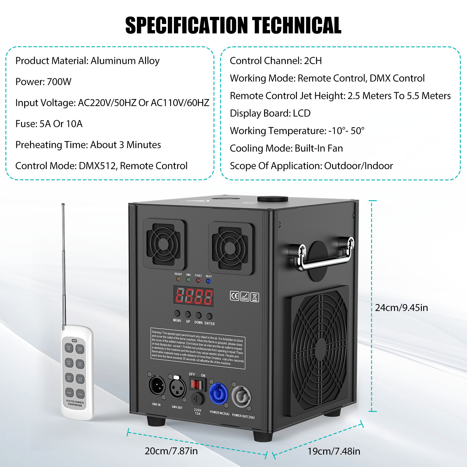 700W Cold Spark Machine Stage Effect DMX Firework Machine Bar Wedding Show+Case