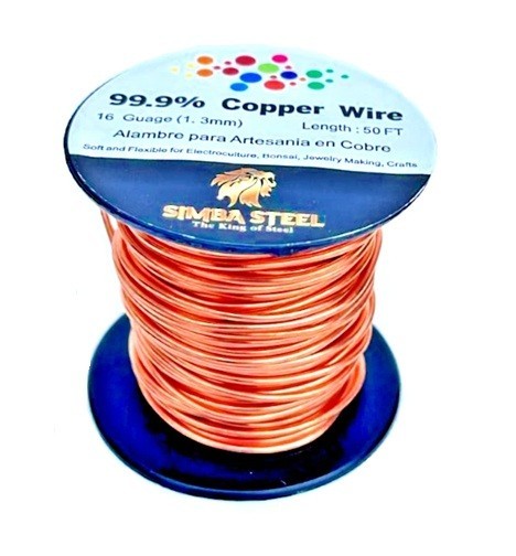 99.9% Pure Copper Wire 16 gauge x 50 FT (1.30mm x 15.2m) Jewelry, DIY, Craft