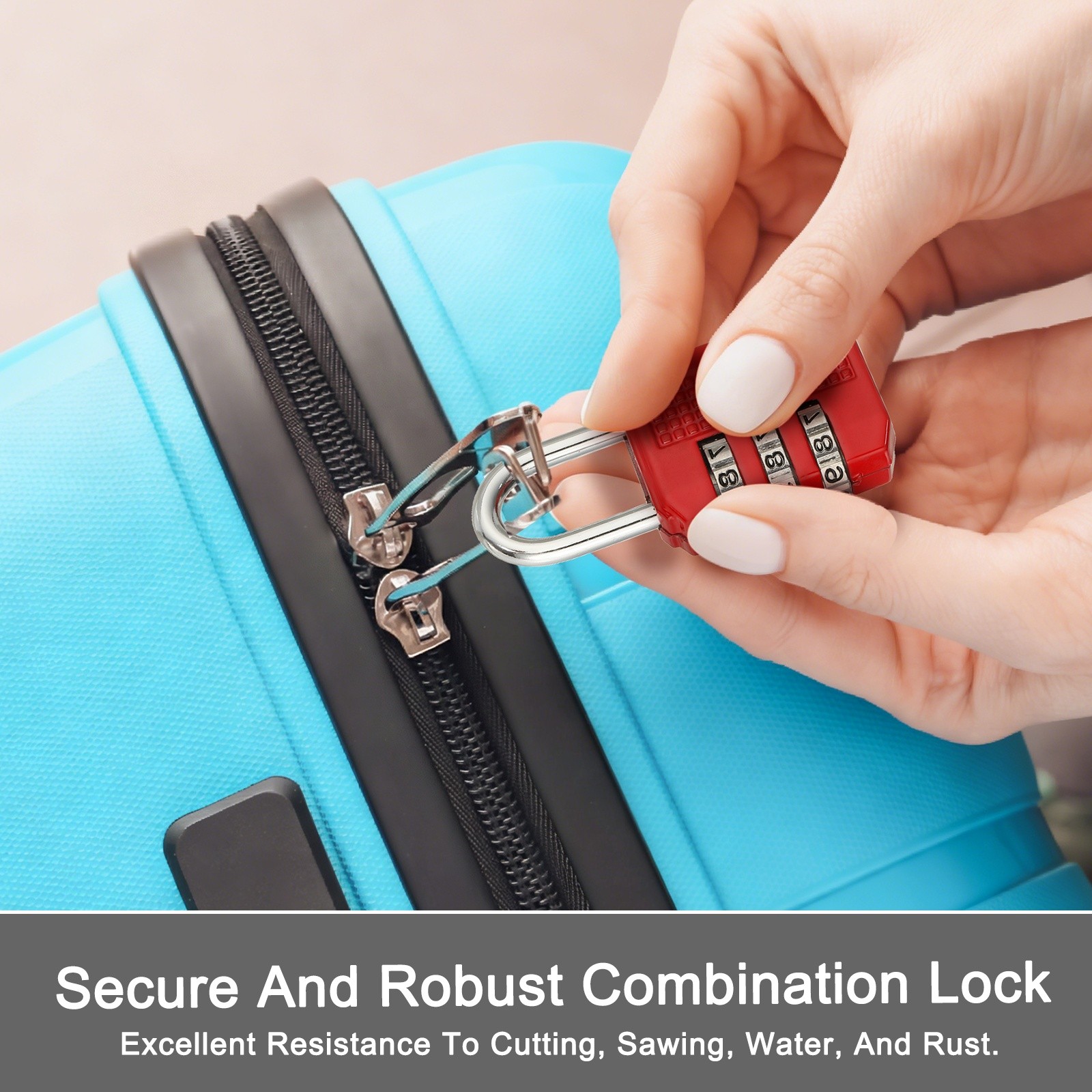 Combination Padlock (Medium, Red)(2 Pcs), 3-Digit Shackle Code Locks