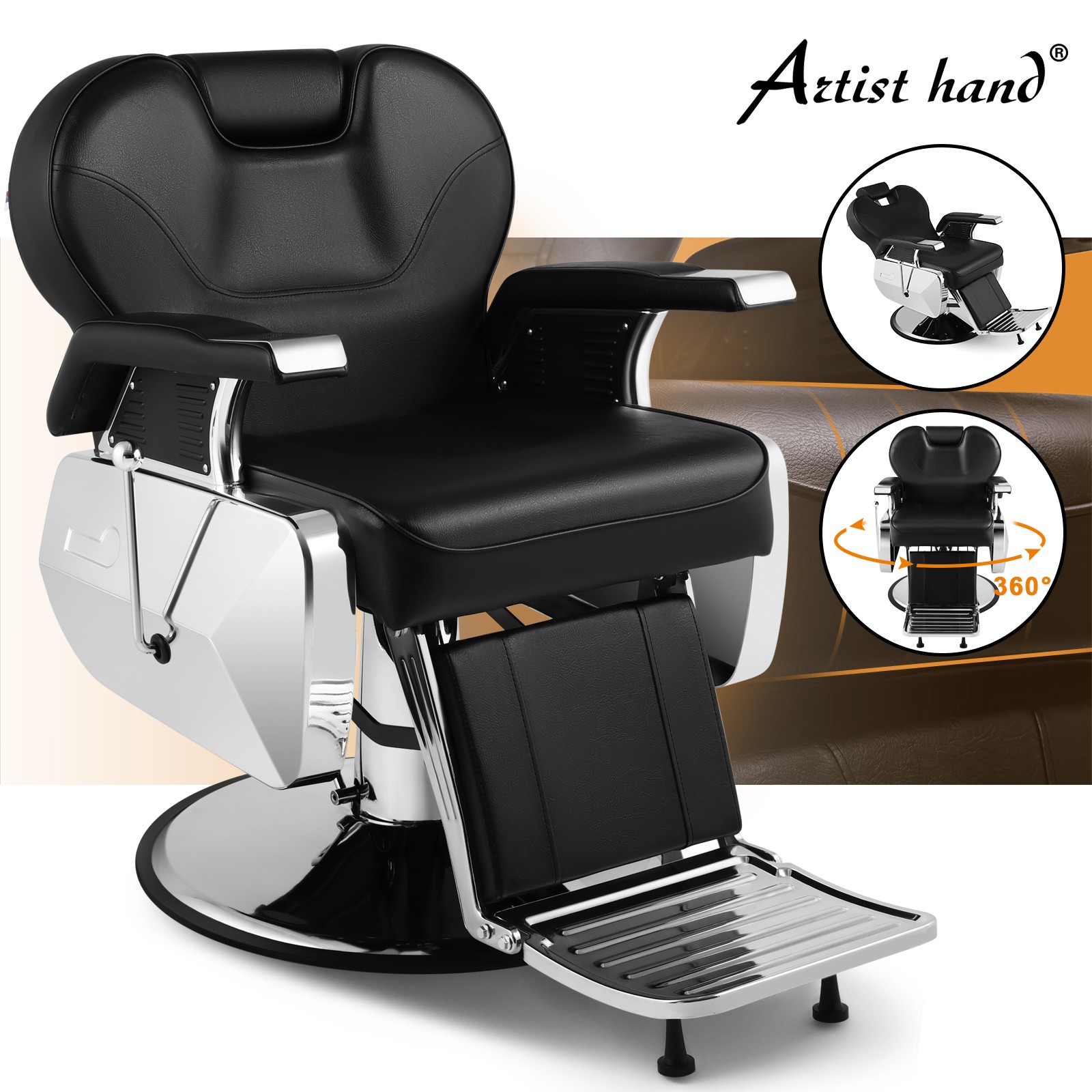 Black Reclining All Purpose Hydraulic Barber Chair Salon Beauty Shampoo Stylings
