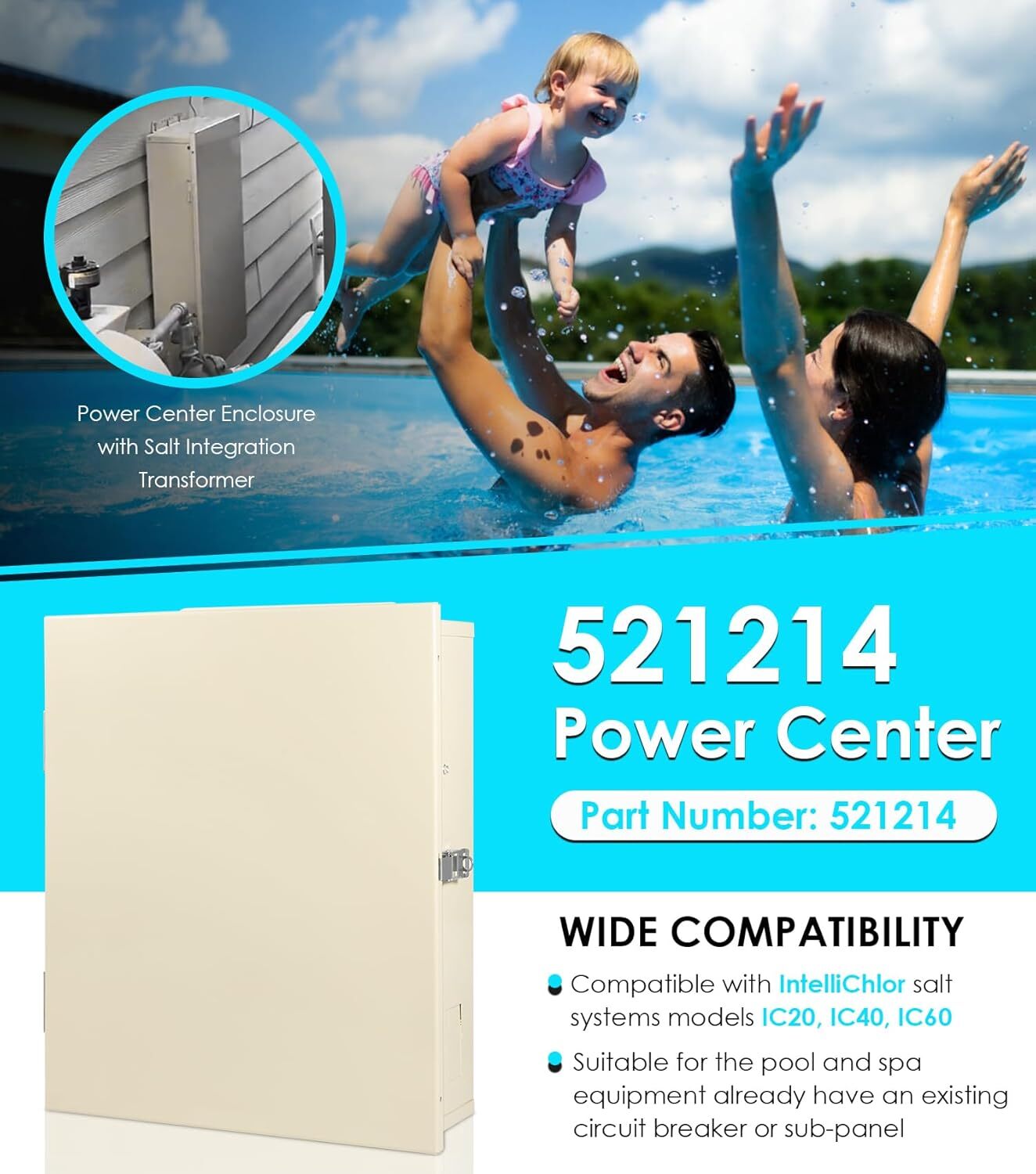 115/230V 521214 Power Center W/Transformer for Intellichlor IC60 IC20 IC40