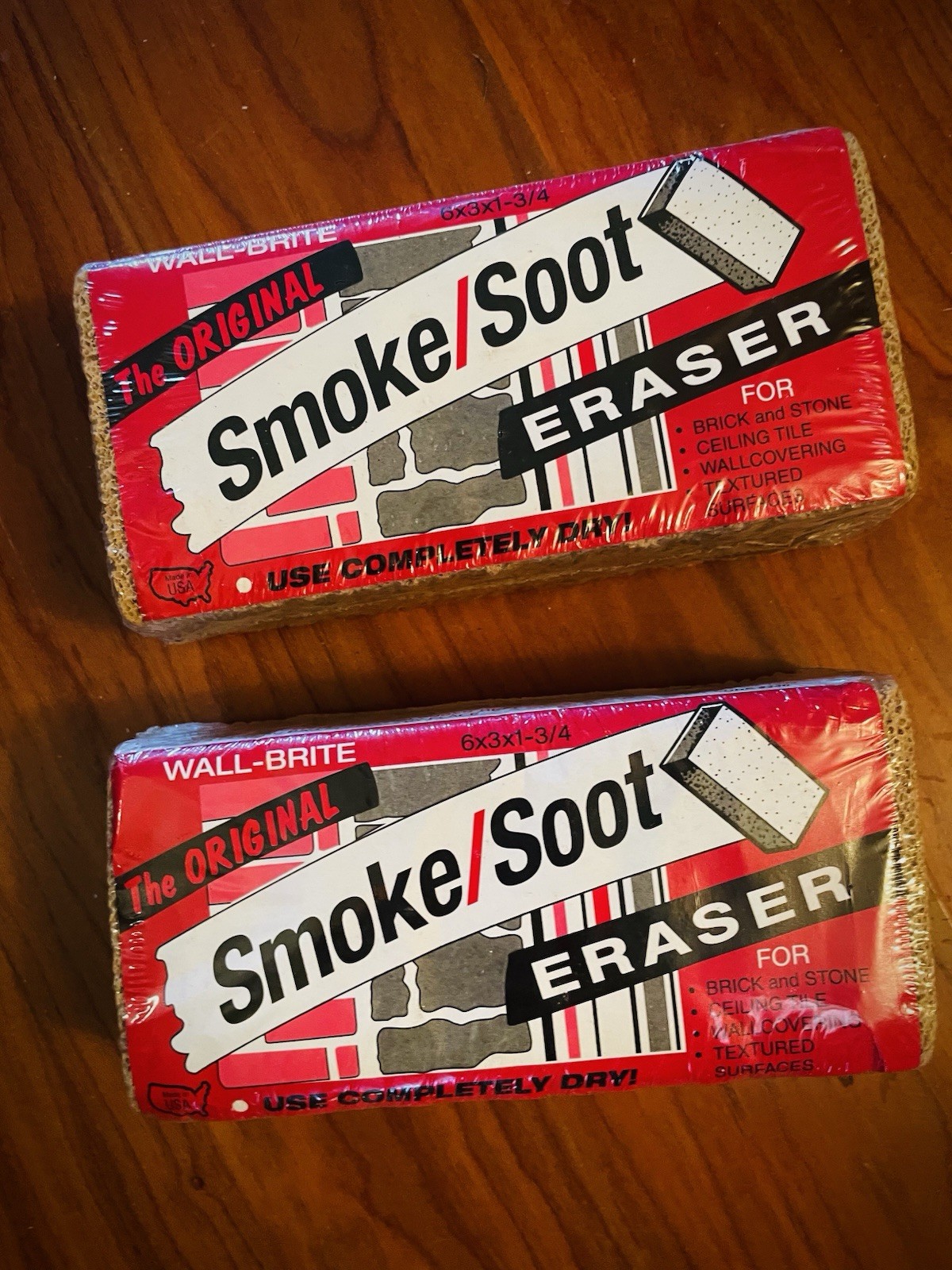 The Original Smoke Soot Eraser Sponge Lot of 2 Wall-Brite New Sealed