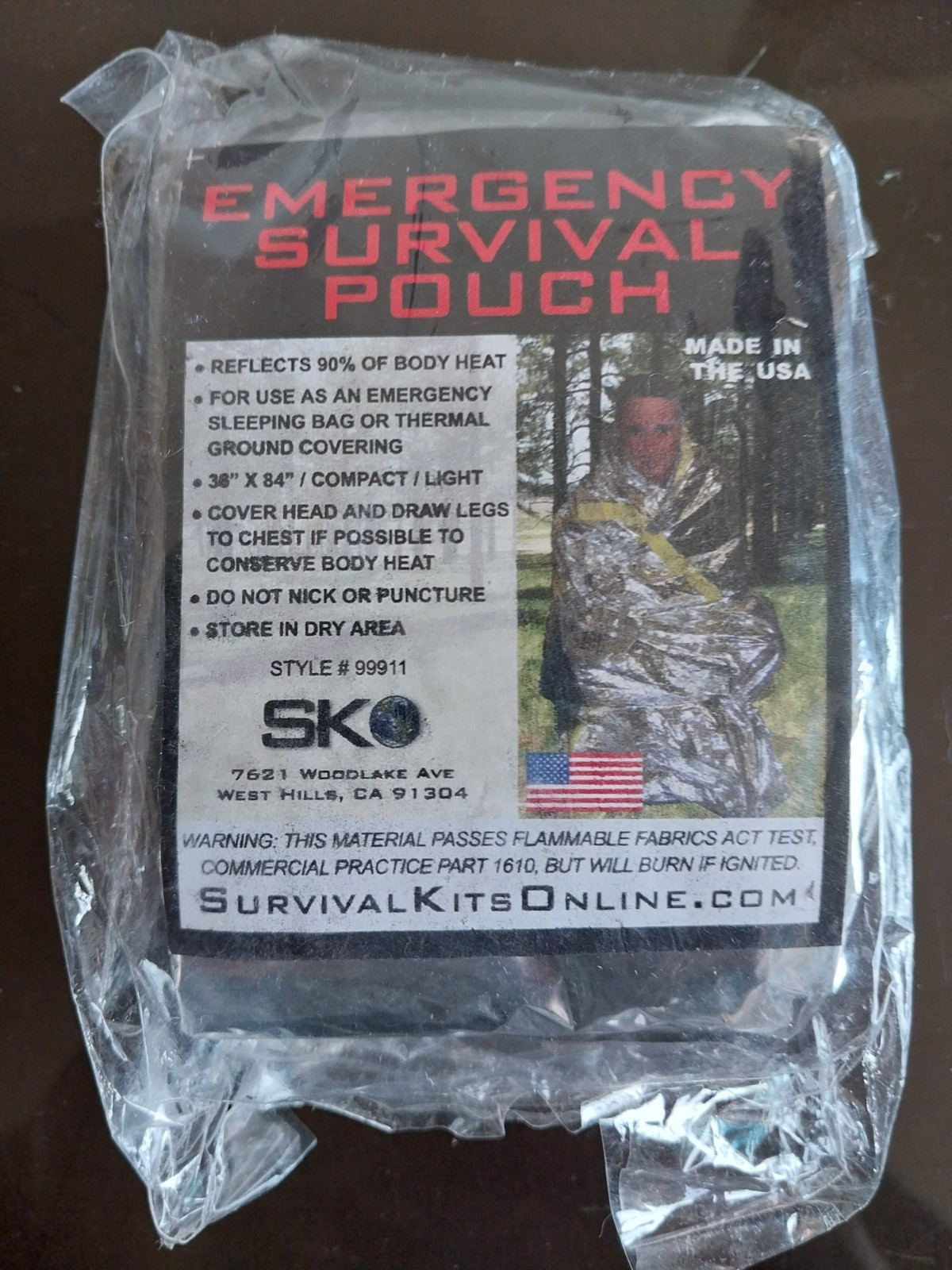 Emergency Bag/Pouch/Blanket, Survive Outdoors -Pocket Size - Thermal Cover - New