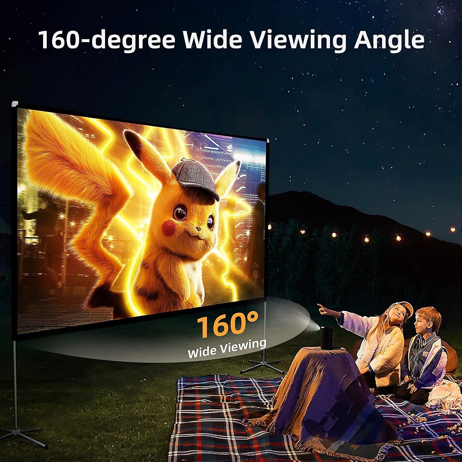 Portable Projector Screen with Stand Outdoor: Camping Projection Screen 4K Mo...