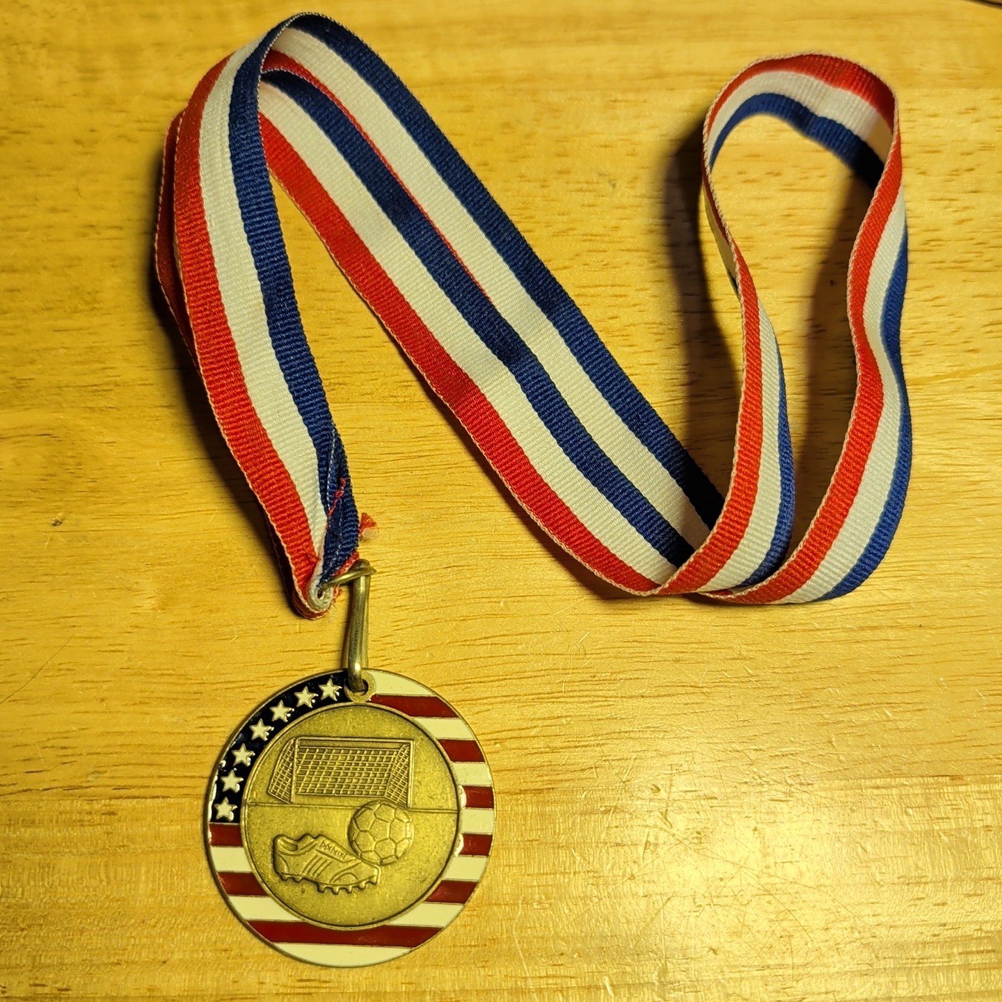Unalted Patriotic Soccer Ball Medal Football American Flag Colors Made In Italy